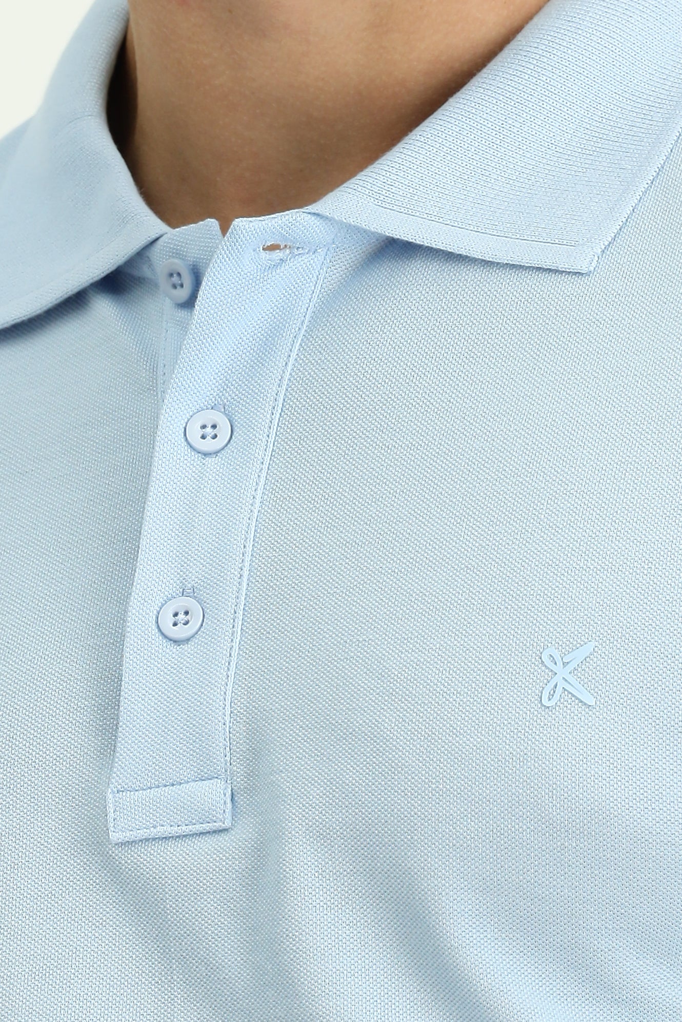 Açık Mavi Slim Fit Dar Kesim Pamuk Kıvrılmaz Polo Yaka Tişört - Image 6