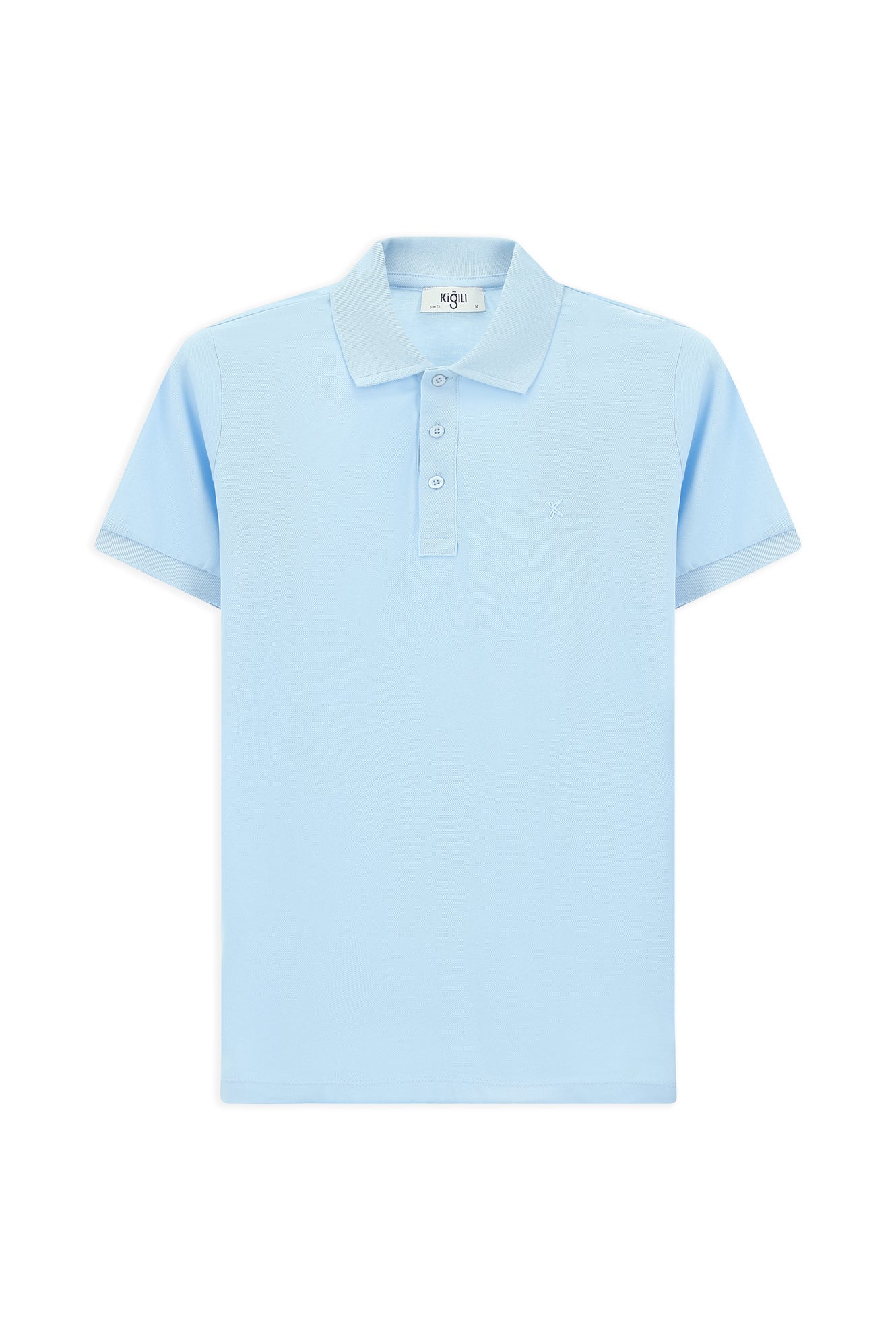 Açık Mavi Slim Fit Dar Kesim Pamuk Kıvrılmaz Polo Yaka Tişört - Image 8