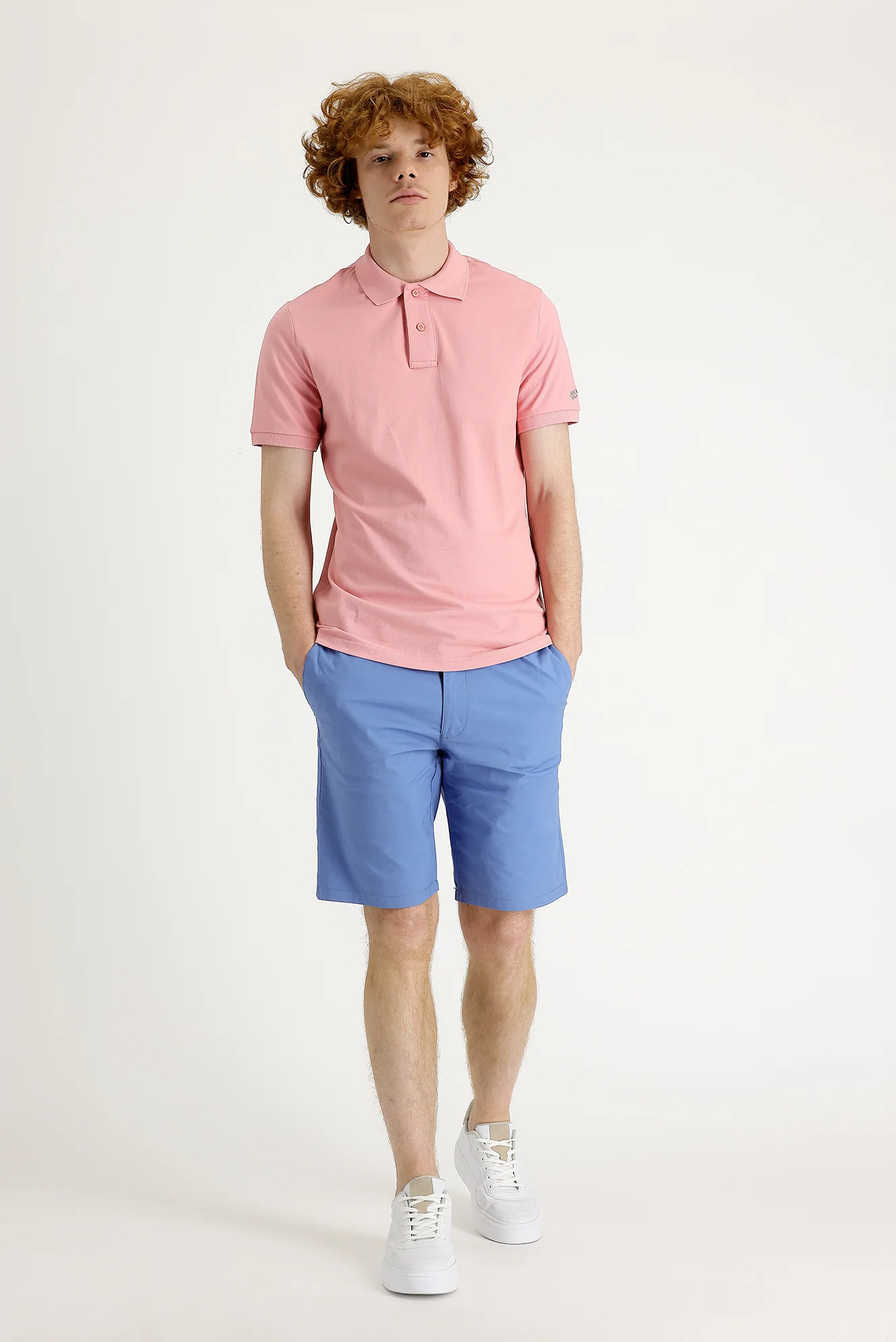 Açık Mavi Slim Fit Dar Kesim Bermuda Şort