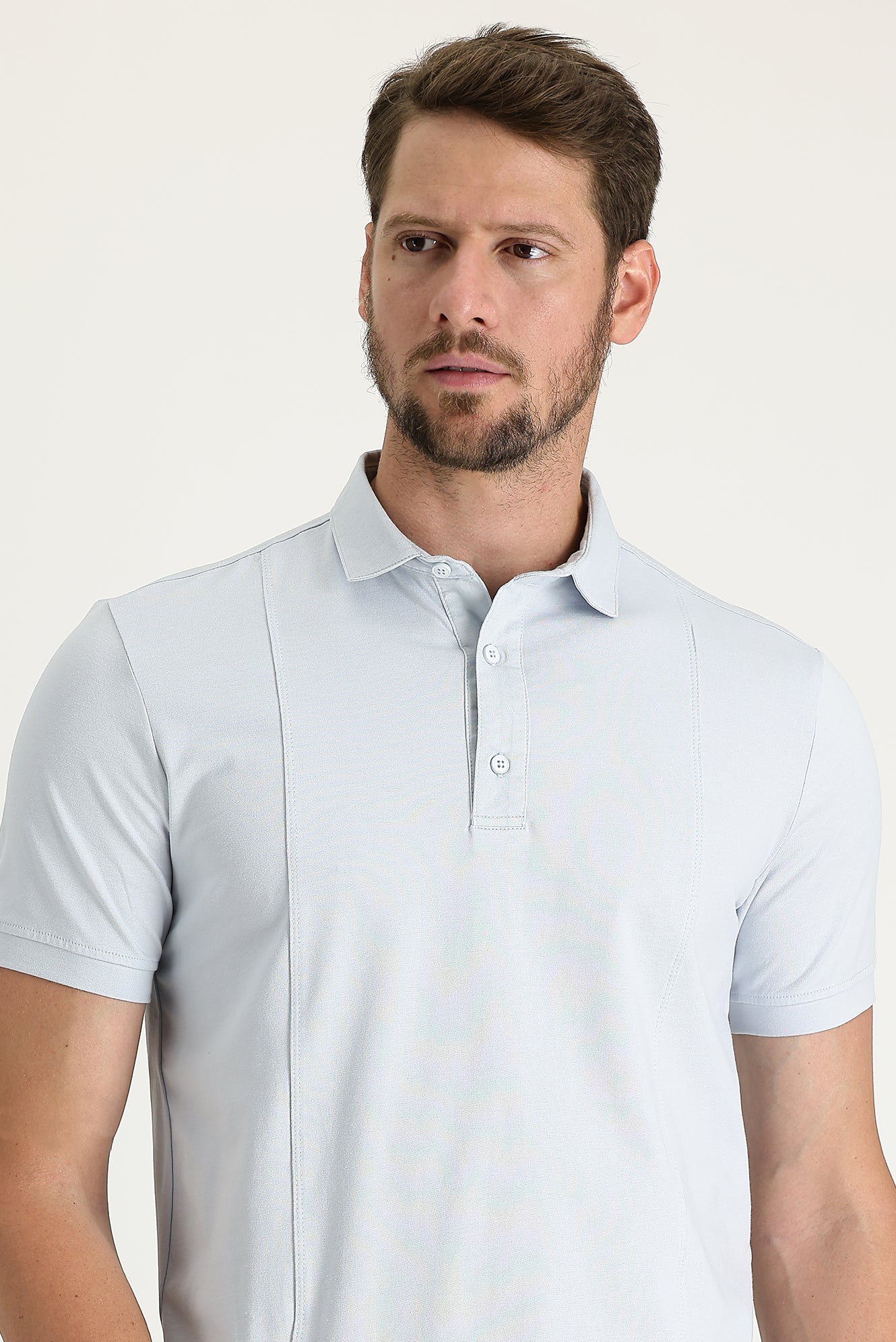 Açık Mavi Slim Fit Dar Kesim Pamuklu Süprem Polo Yaka Tişört - Image 2