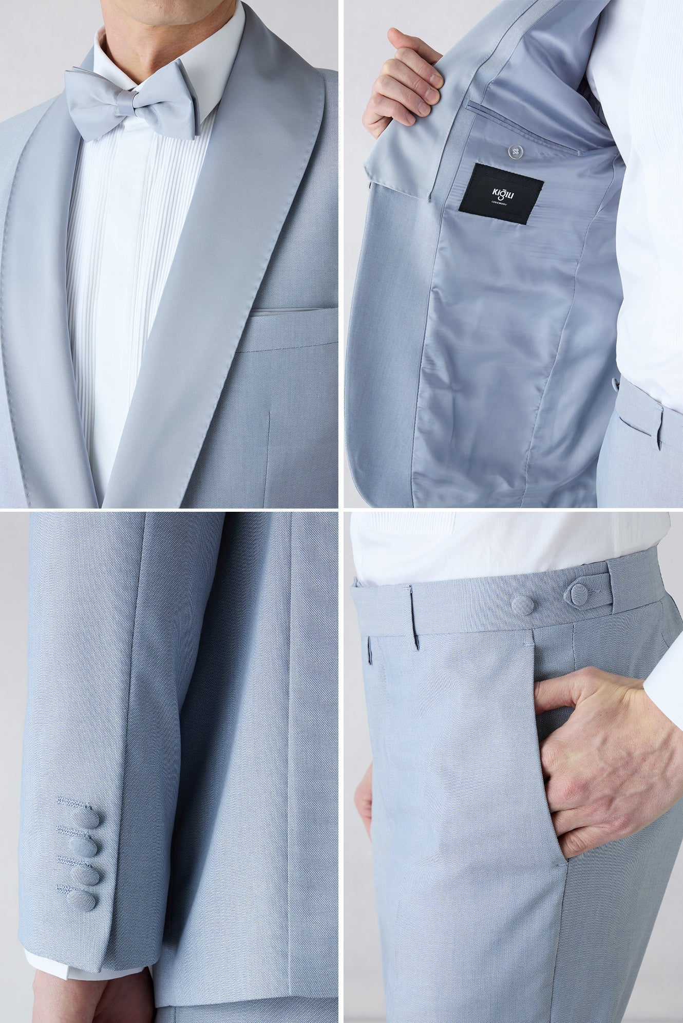 Açık Mavi 7 Drop Slim Fit Dar Kesim Şal Yaka Smokin & Damatlık - Image 3