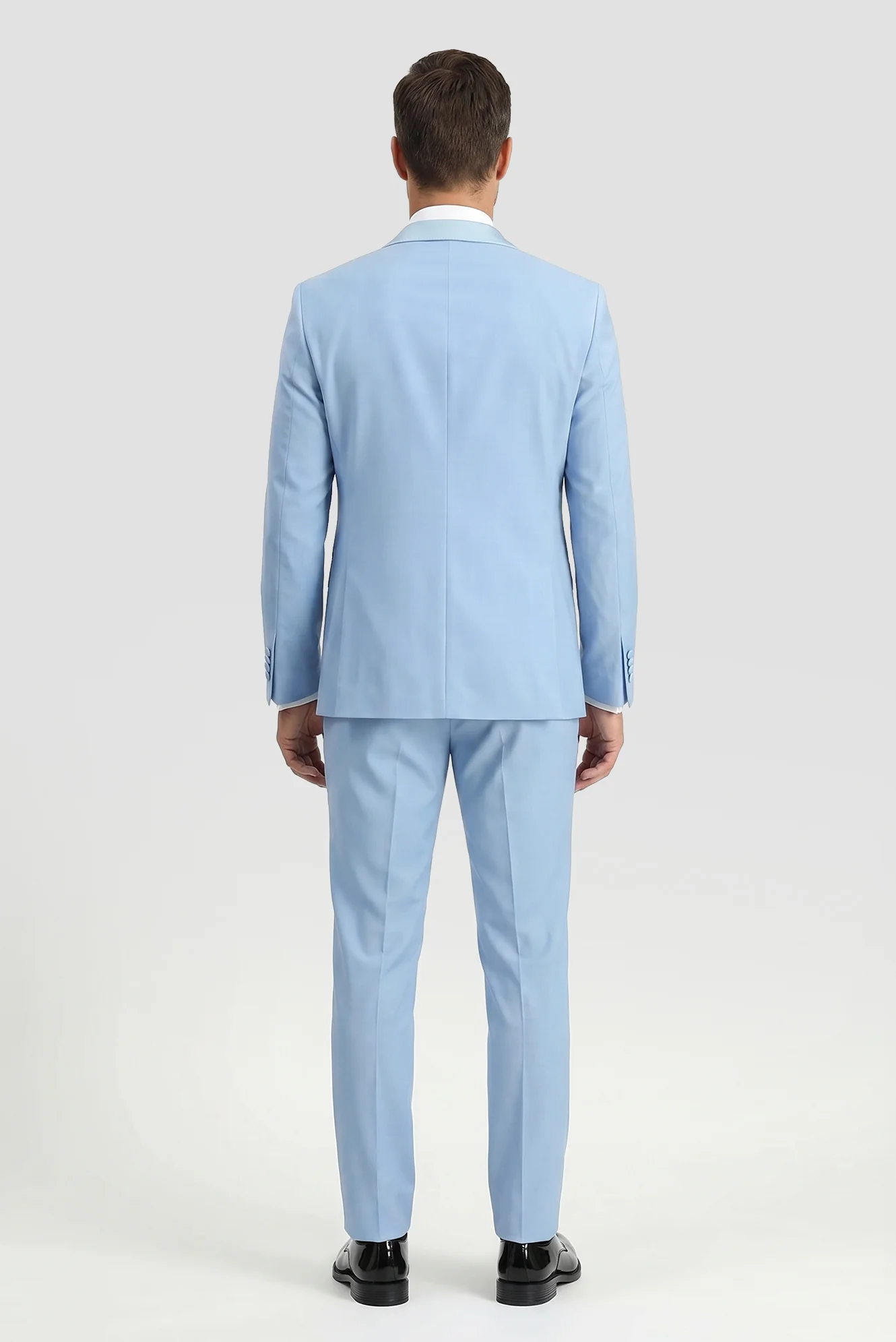 Açık Mavi 7 Drop Slim Fit Dar Kesim Sivri Yaka Yelekli Smokin & Damatlık - Image 3