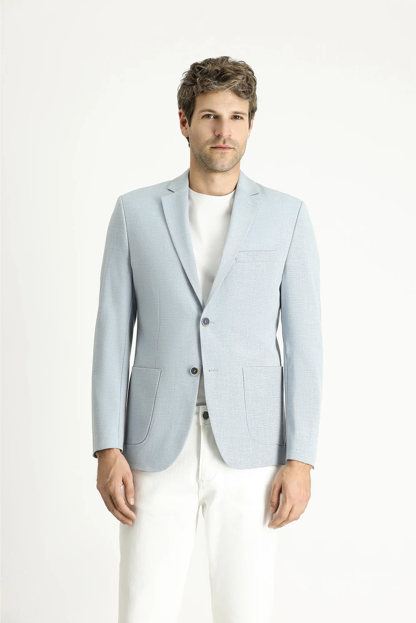 Açık Mavi 7 Drop Slim Fit Dar Kesim Spor Ceket - Image 3