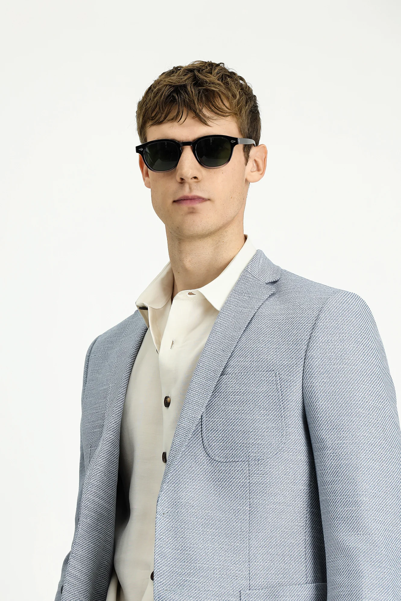 Açık Mavi 7 Drop Super Slim Fit Eksra Dar Kesim Desenli Spor Ceket - Image 3