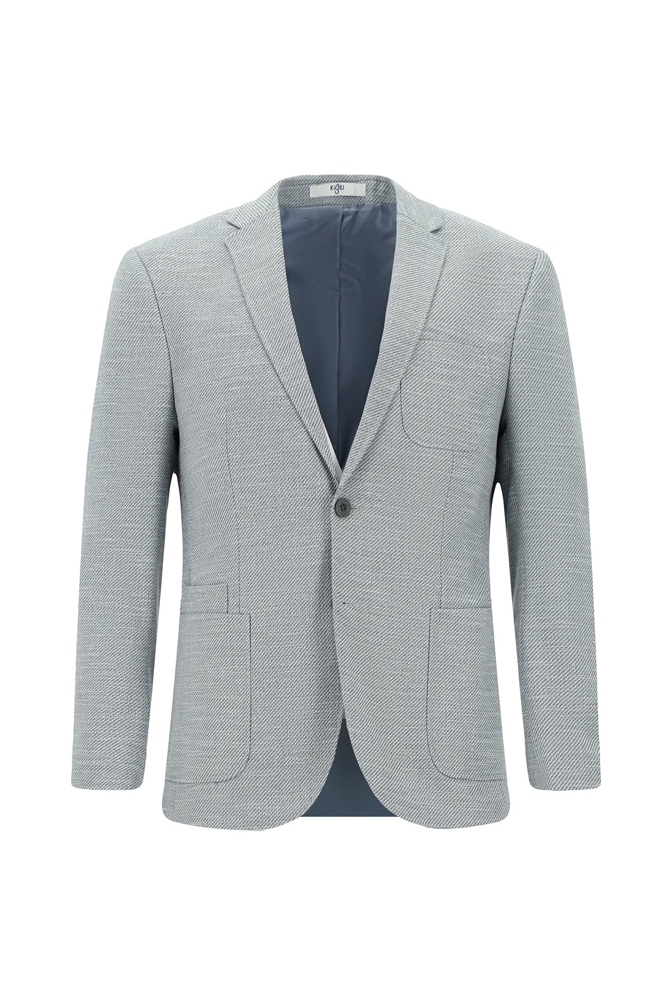 Açık Mavi 7 Drop Super Slim Fit Eksra Dar Kesim Desenli Spor Ceket - Image 8
