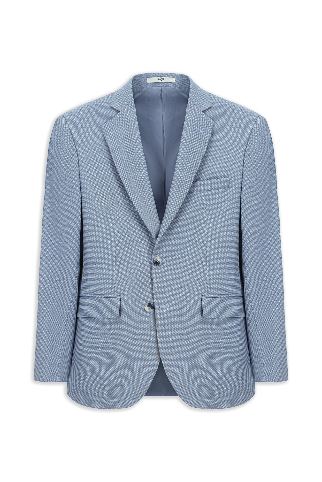 Açık Mavi 7 Drop Super Slim Fit Eksra Dar Kesim Klasik Desenli Ceket - Image 6