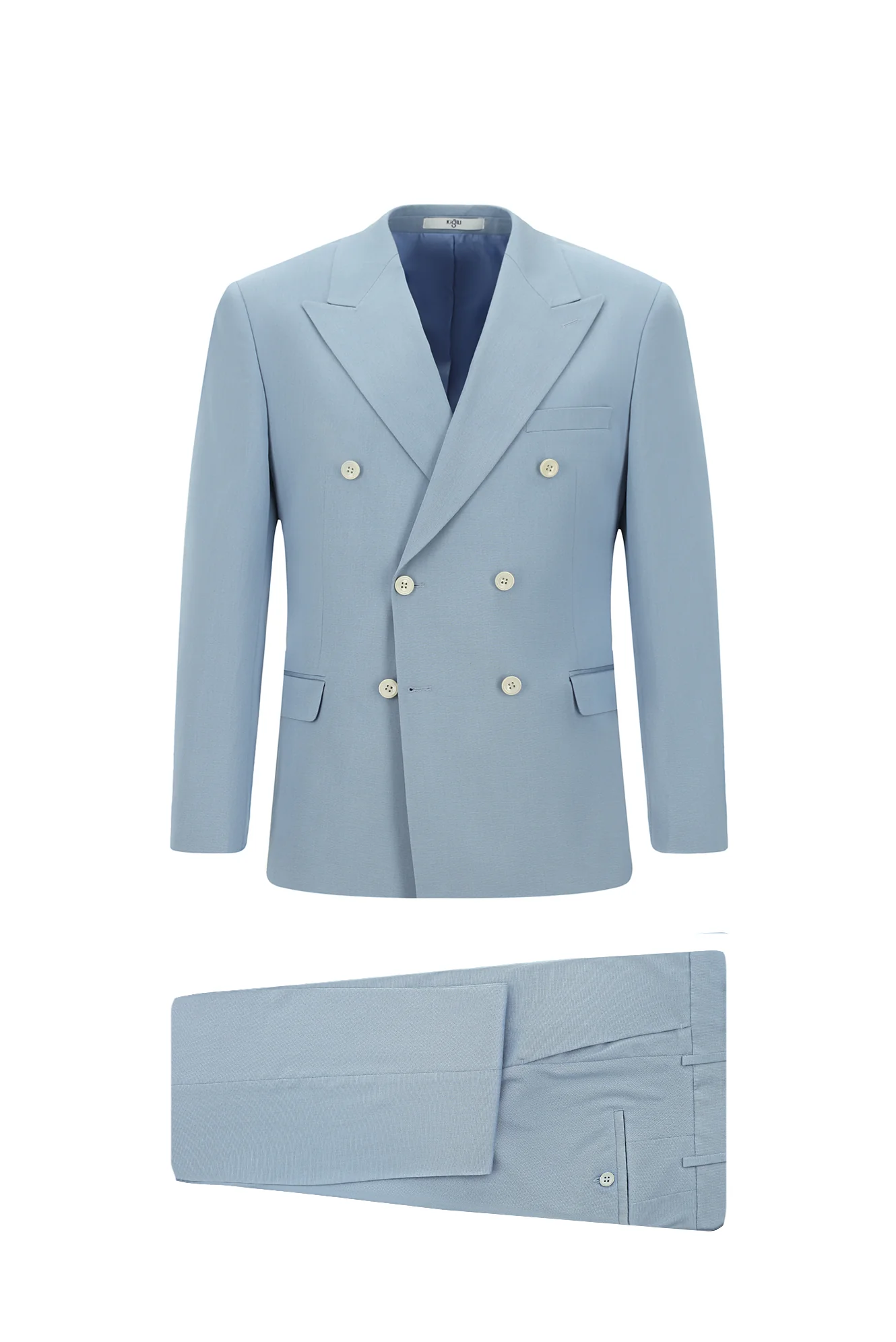 Açık Mavi 7 Drop Super Slim Fit Eksra Dar Kesim Pamuklu Lyocell Kruvaze Takım Elbise