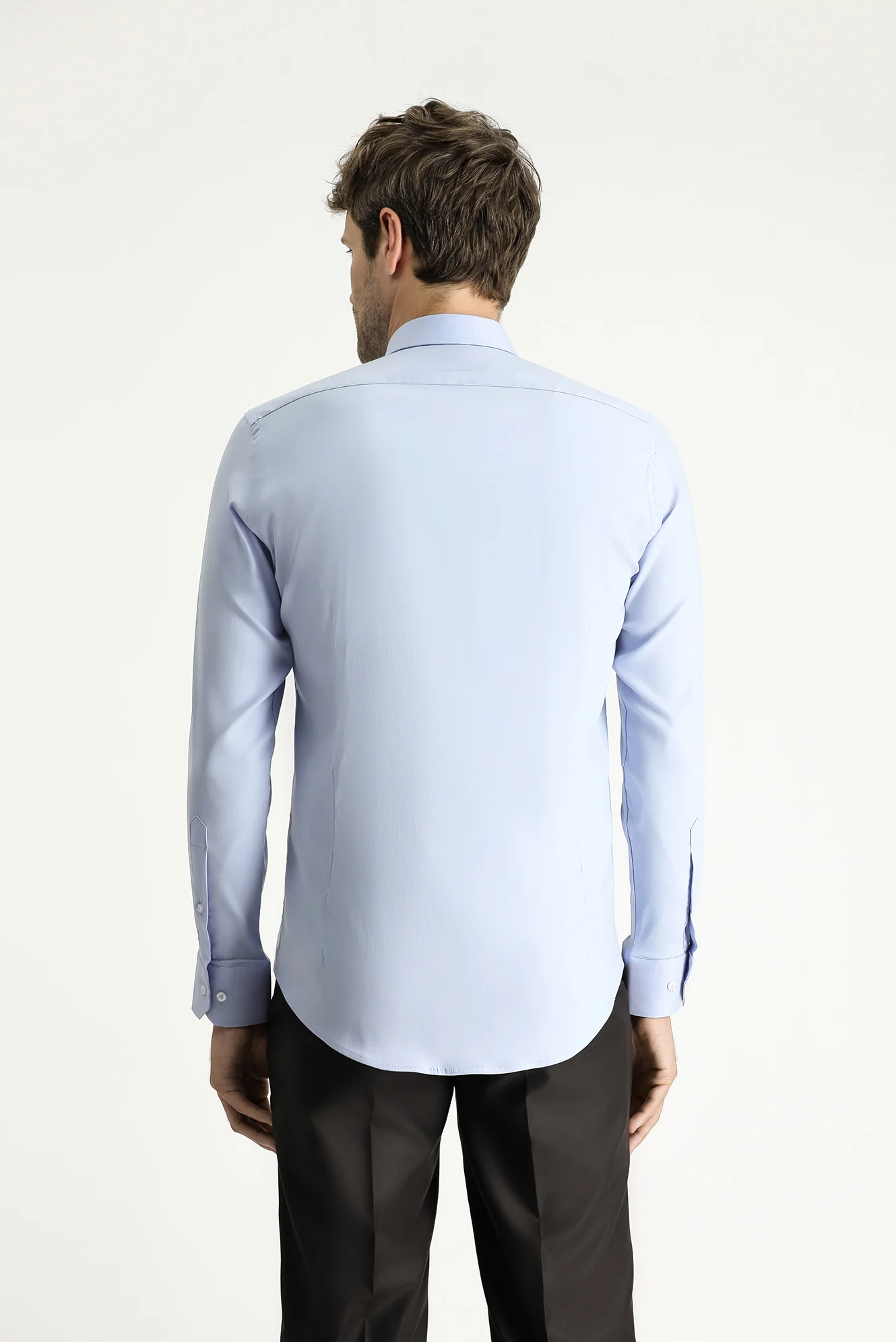 Açık Mavi Techno-Line Uzun Kol Slim Fit Dar Kesim Klasik Gömlek - Image 5