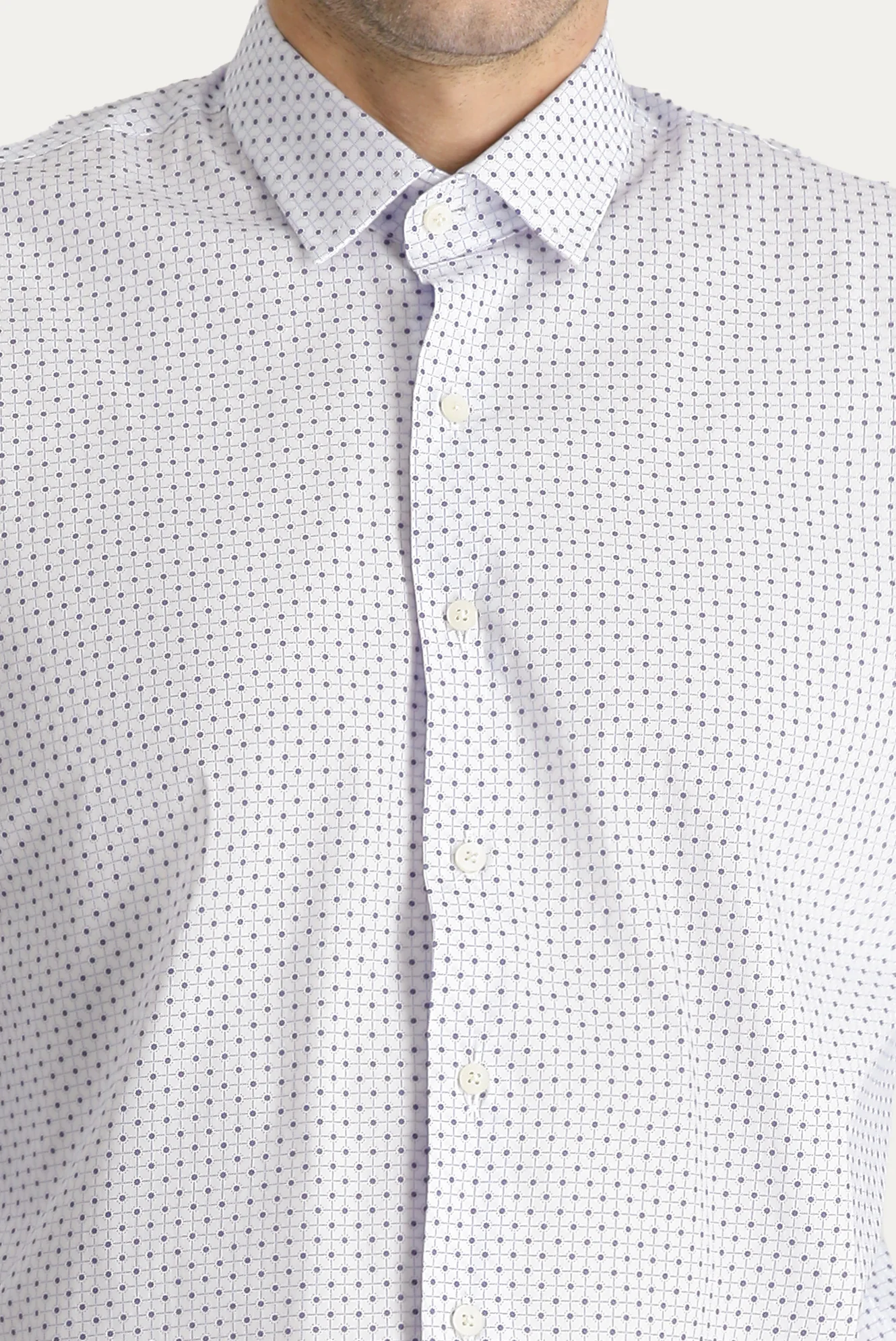 Açık Mavi Uzun Kol Slim Fit Dar Kesim Baskılı Pamuklu Gömlek - Image 5