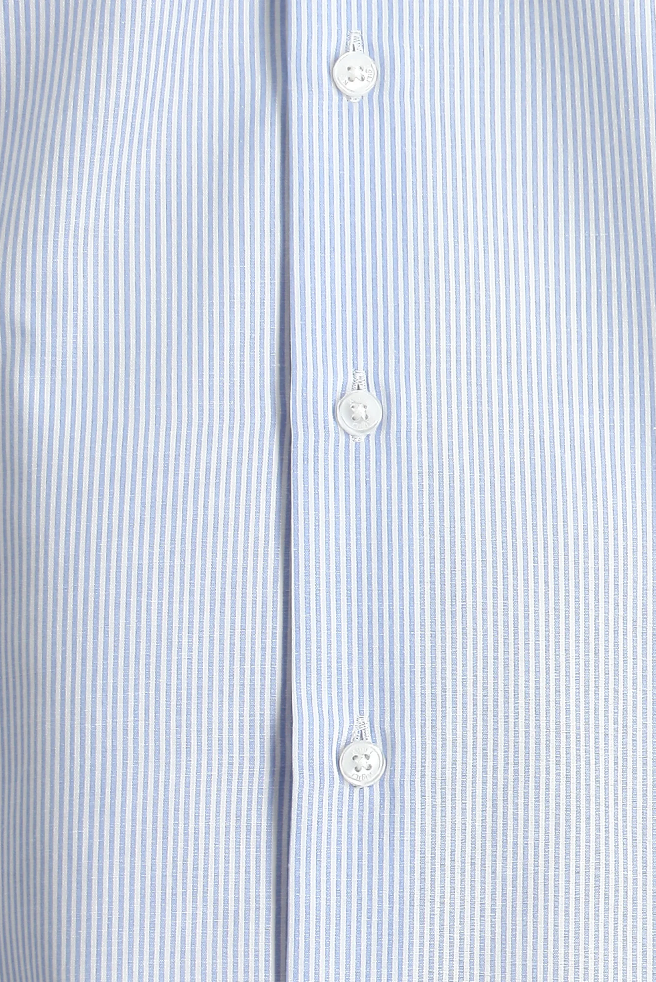 Açık Mavi Uzun Kol Slim Fit Dar Kesim Çizgili Pamuklu Kolay Ütülenebilir Gömlek - Image 3