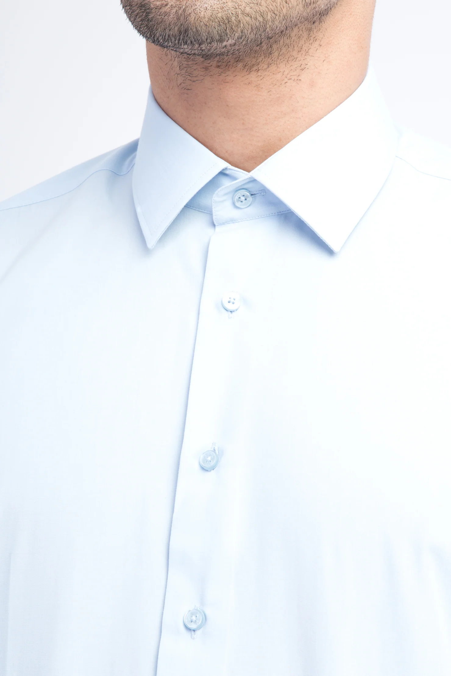 Açık Mavi Uzun Kol Slim Fit Dar Kesim Gömlek - Image 4
