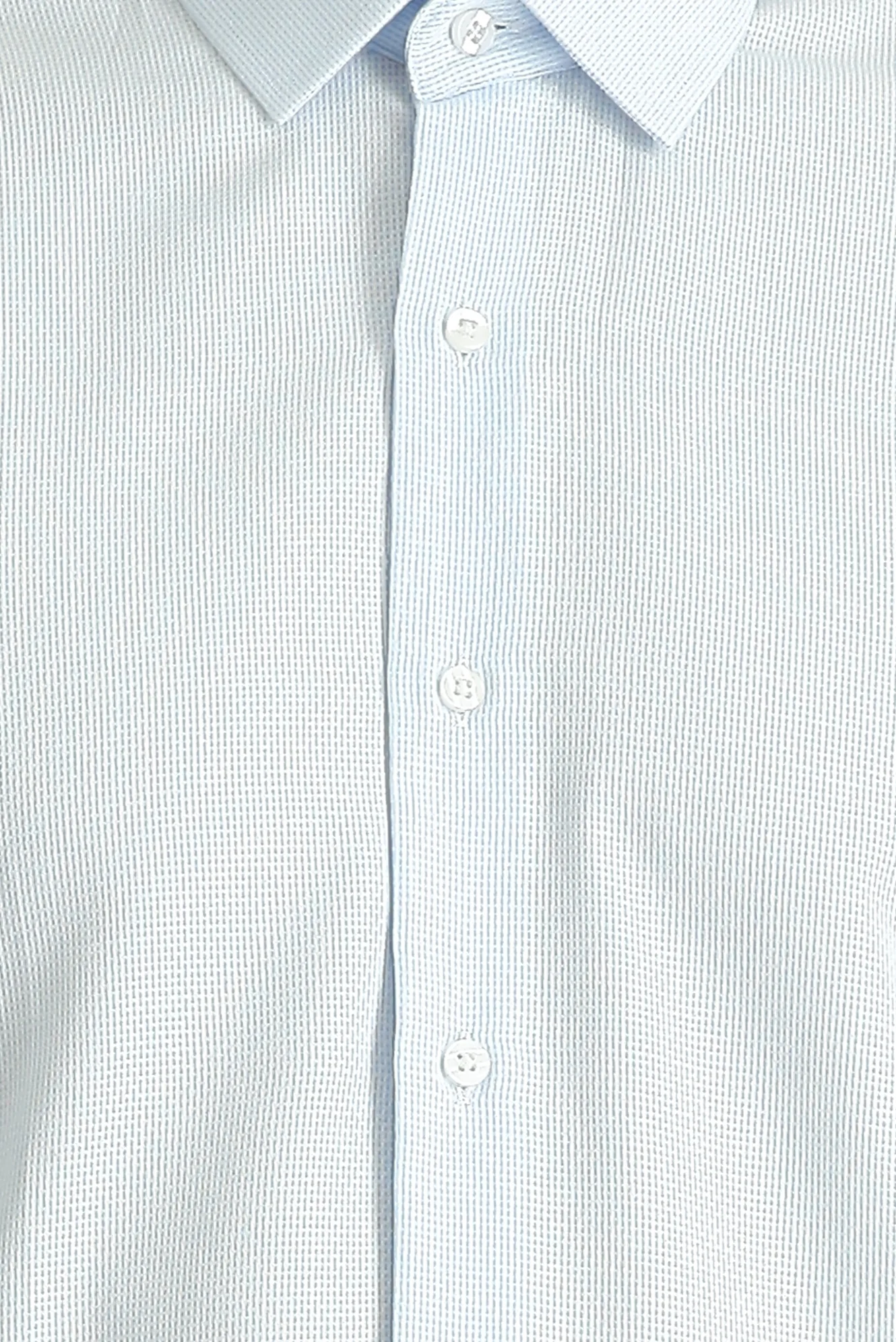 Açık Mavi Uzun Kol Slim Fit Dar Kesim Klasik Desenli Pamuk Gömlek - Image 5