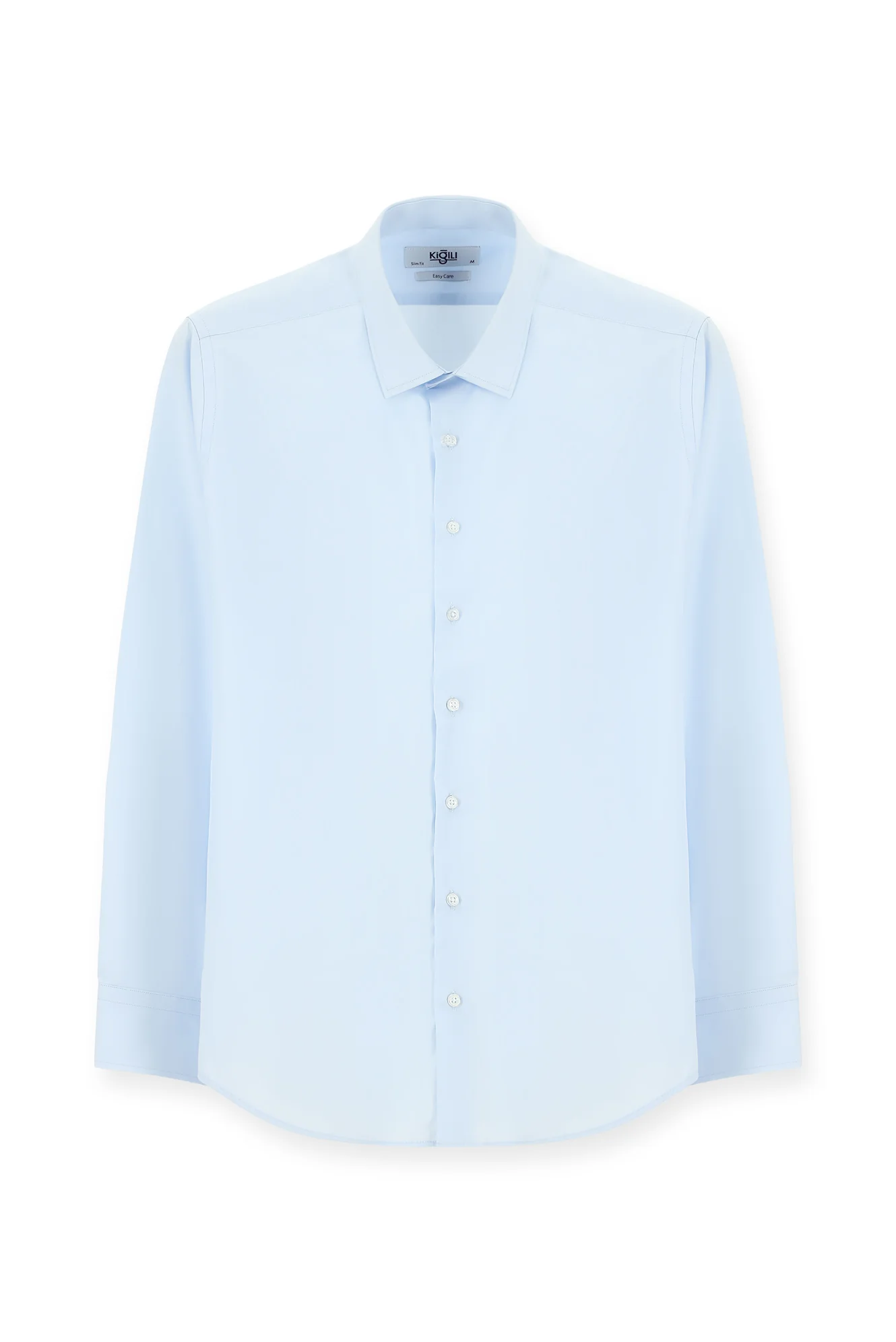 Açık Mavi Uzun Kol Slim Fit %100 Pamuk 4 Mevsim Kolay Ütülenebilir Nefes Alan Erkek Easy Care Klasik Gömlek - Image 7