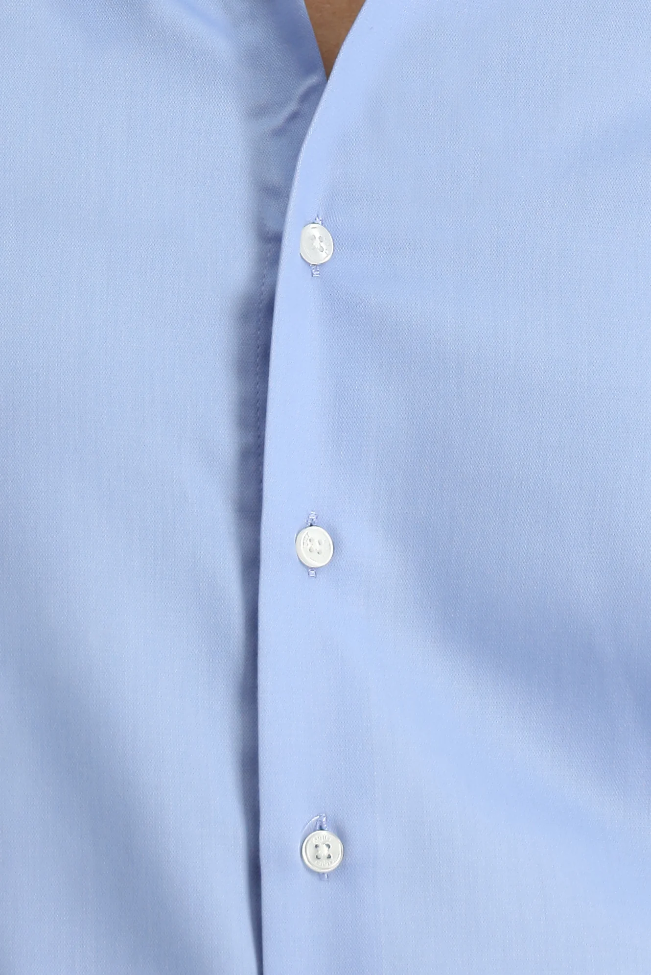 Açık Mavi Uzun Kol Slim Fit Dar Kesim Pamuklu Non Iron Ütü Gerektirmeyen Saten Klasik Gömlek - Image 5