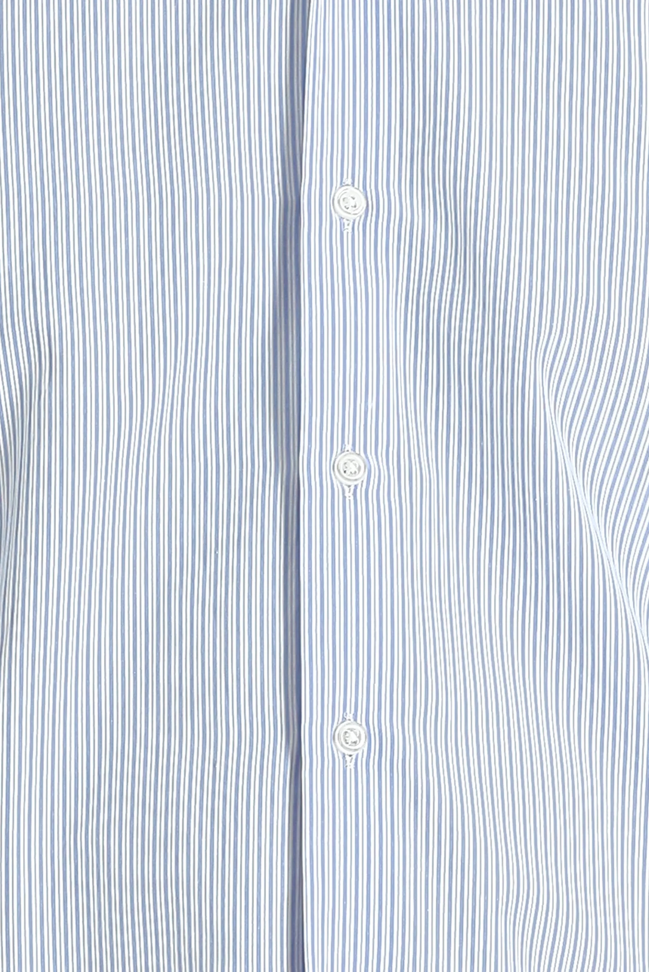 Açık Mavi Uzun Kol Slim Fit Dar Kesim Spor Çizgili Pamuklu Gömlek - Image 3