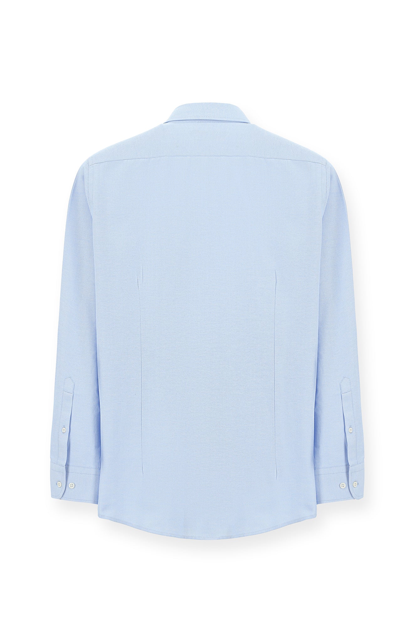 Açık Mavi Uzun Kol Slim Fit Düğmeli Yaka Pamuklu Kolay Ütülenebilir 4 Mevsim Oxford Gömlek - Image 6