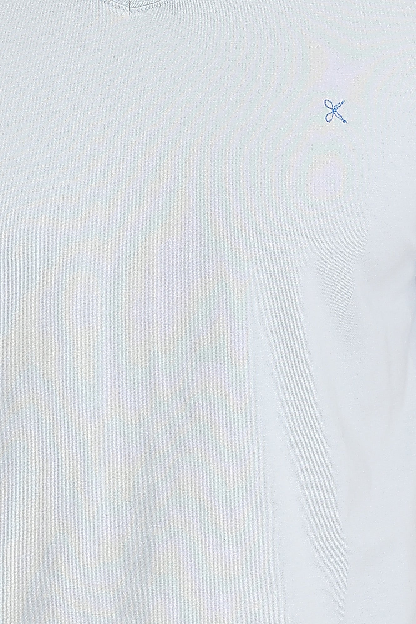 Açık Mavi V Yaka Slim Fit Dar Kesim Nakışlı Tişört Pamuklu - Image 4