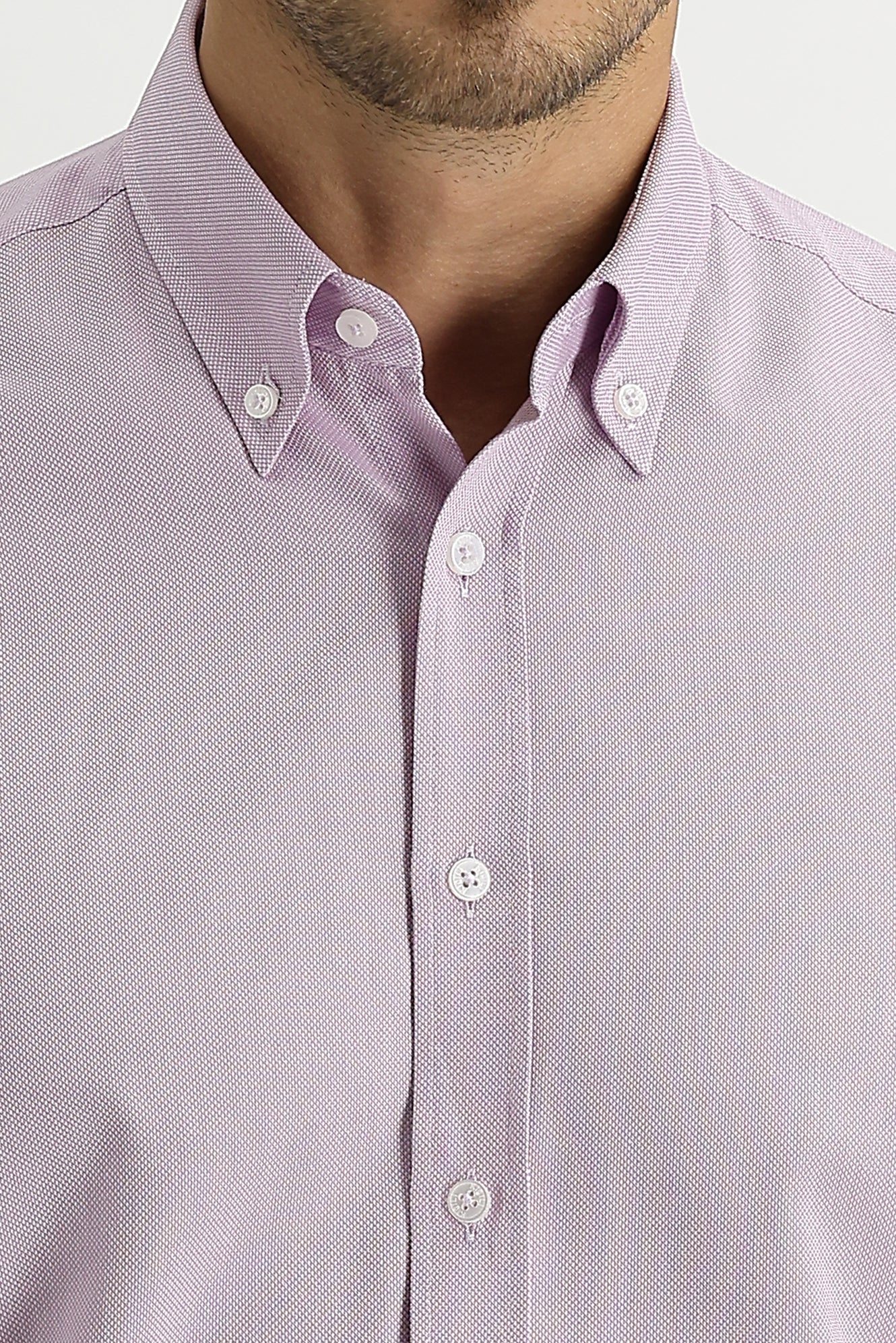 Açık Mor Uzun Kol Slim Fit Dar Kesim Oxford Gömlek - Image 3