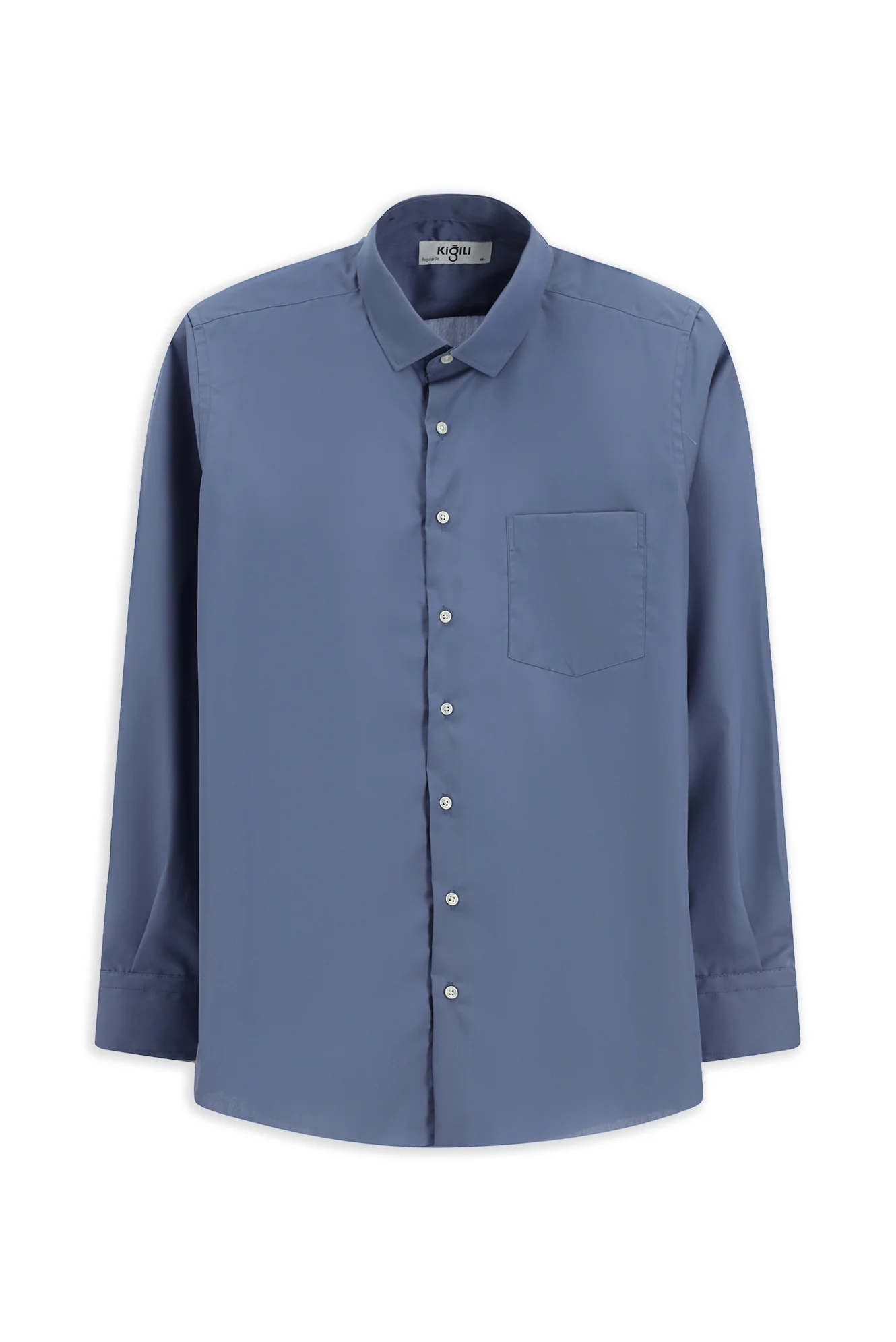 Açık Petrol Uzun Kol Klasik Pamuk Gömlek - Image 8