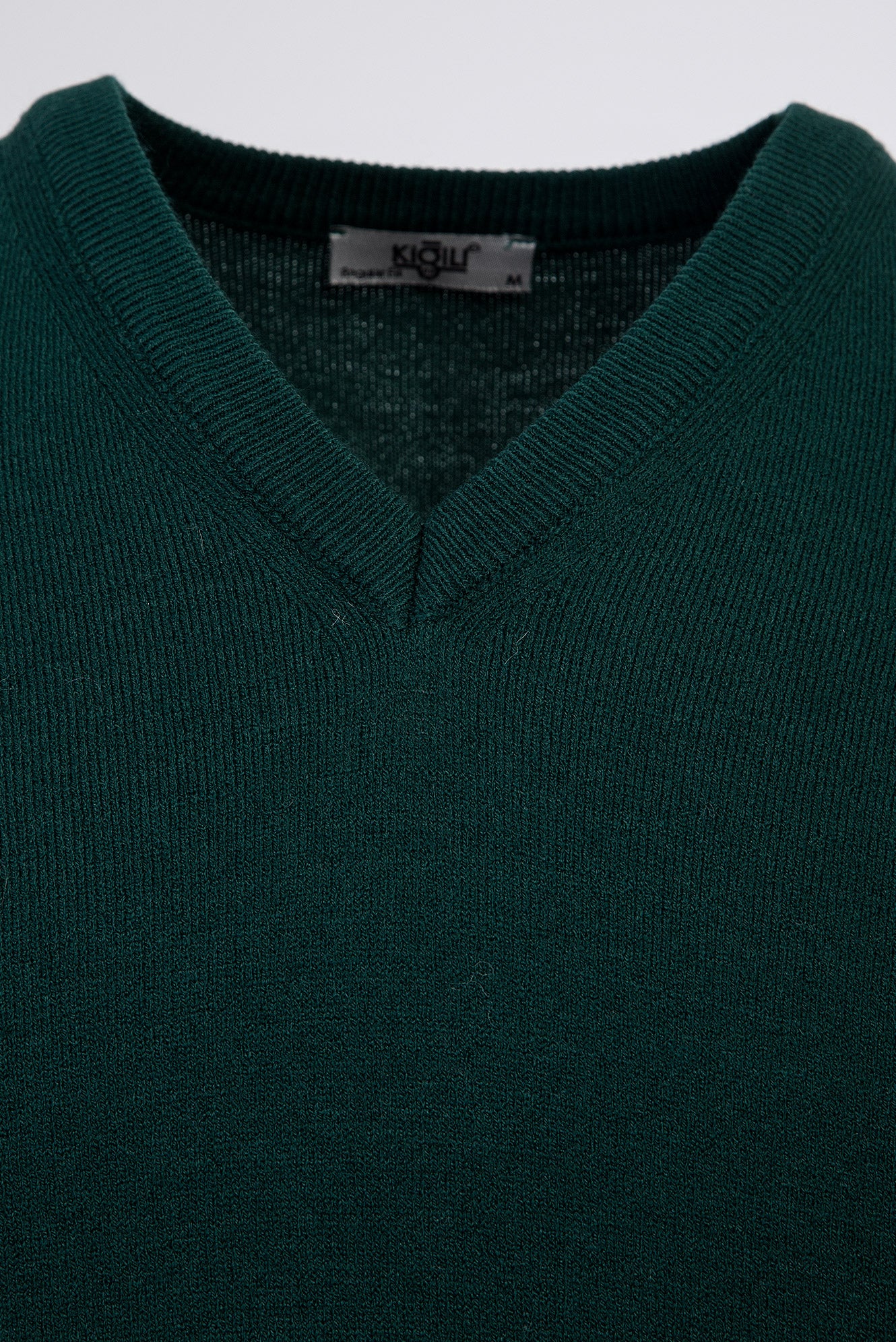 Açık Petrol V Yaka Regular Fit Triko Kazak - Image 3