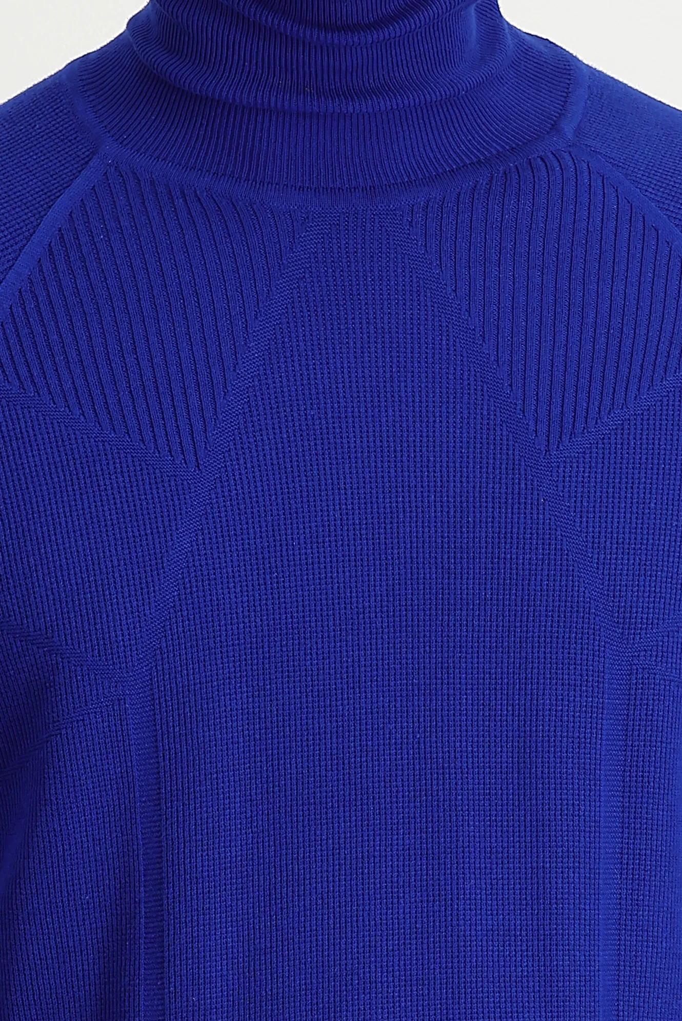 Açık Saks Mavi Balıkçı Yaka Slim Fit Dar Kesim Desenli Pamuklu Triko Kazak - Image 4