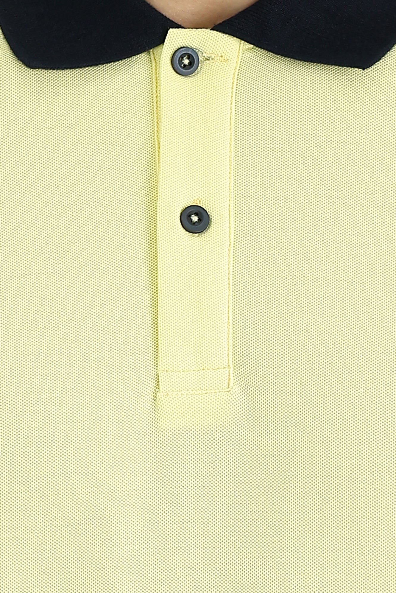 Açık Sarı Polo Yaka Slim Fit Dar Kesim Desenli Pamuk Tişört - Image 3