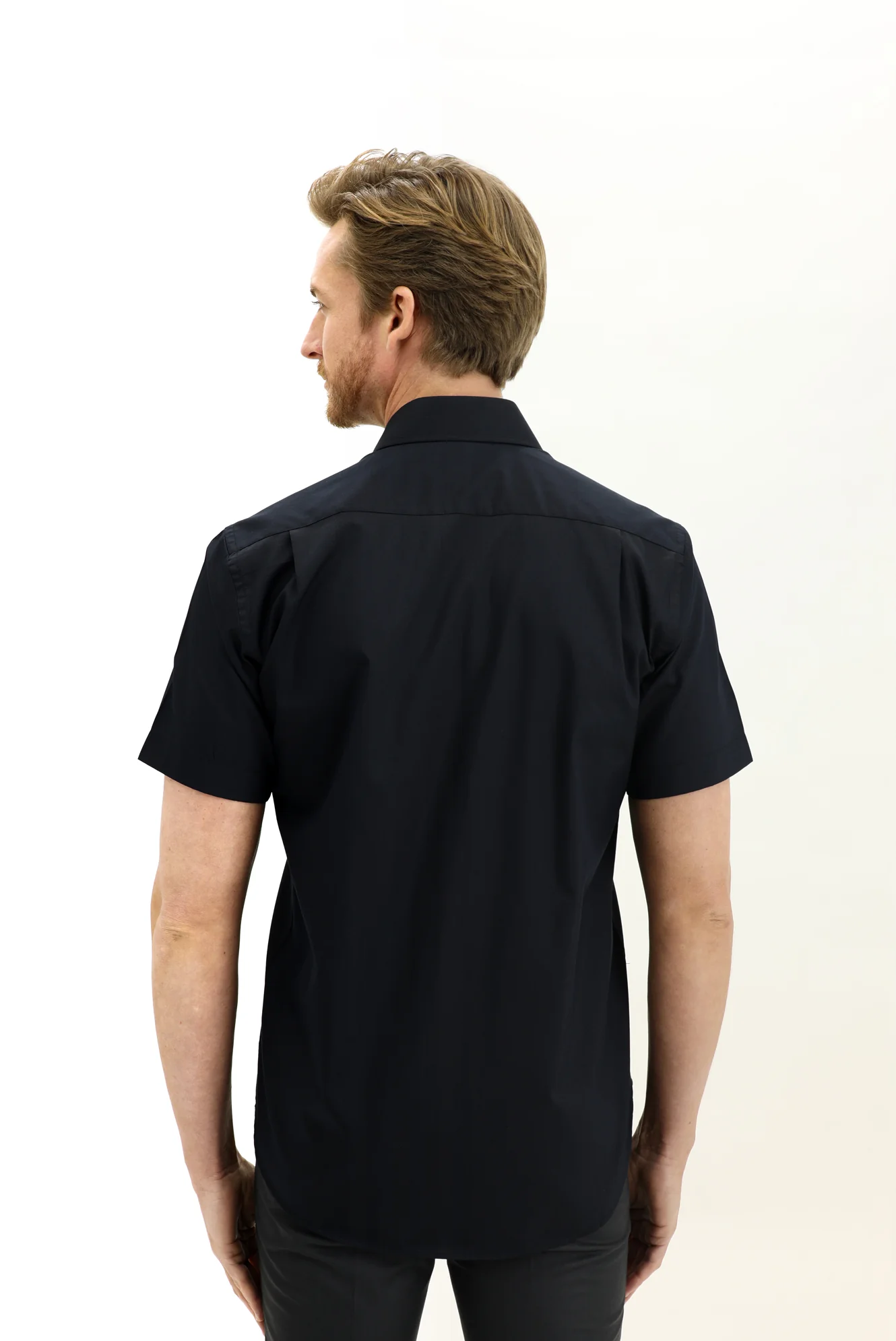 Açık Siyah Kısa Kol Regular Fit Gömlek - Image 5
