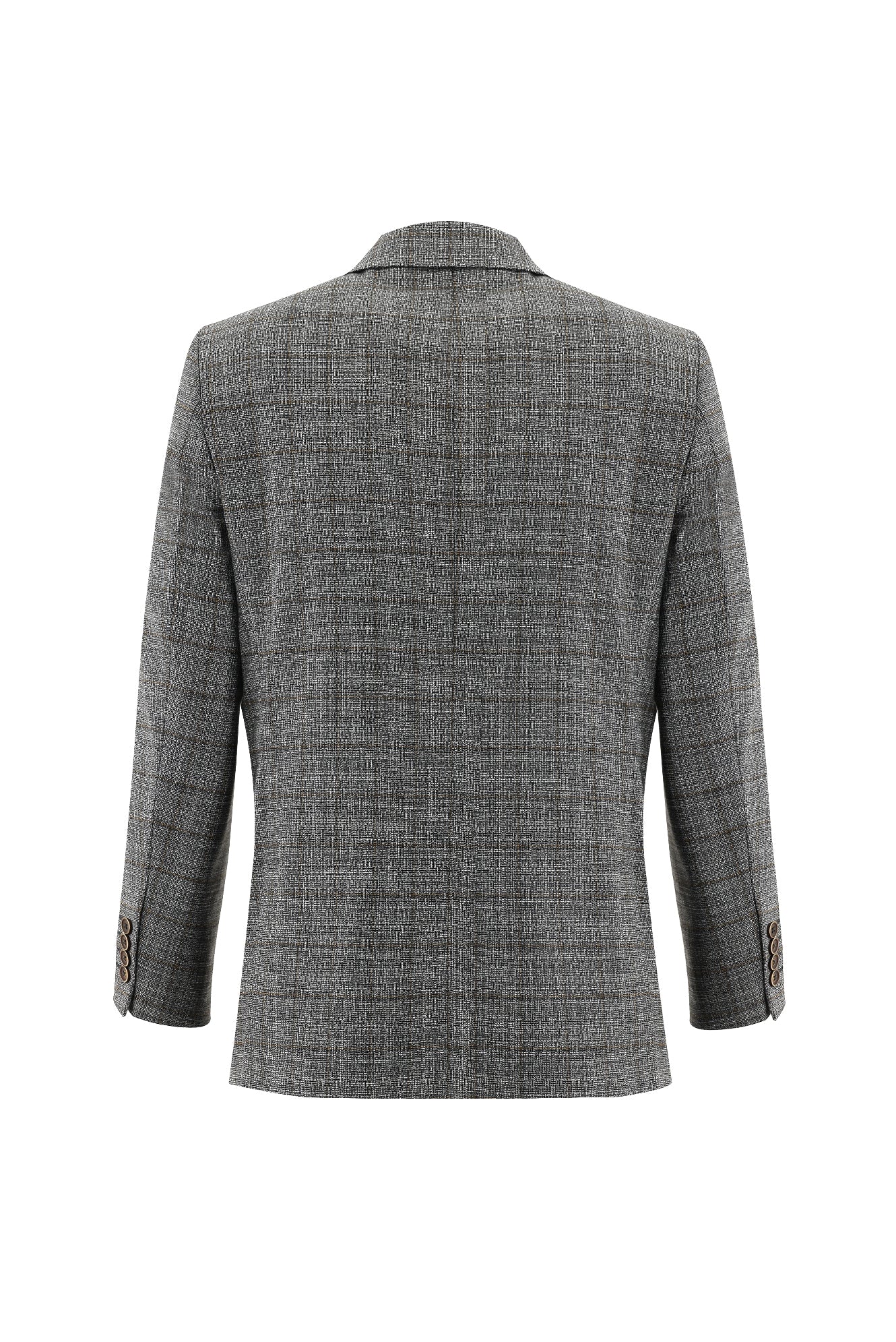 Açık Siyah 4 Drop Relaxed Fit Rahat Kesim Ekose Ceket - Image 2