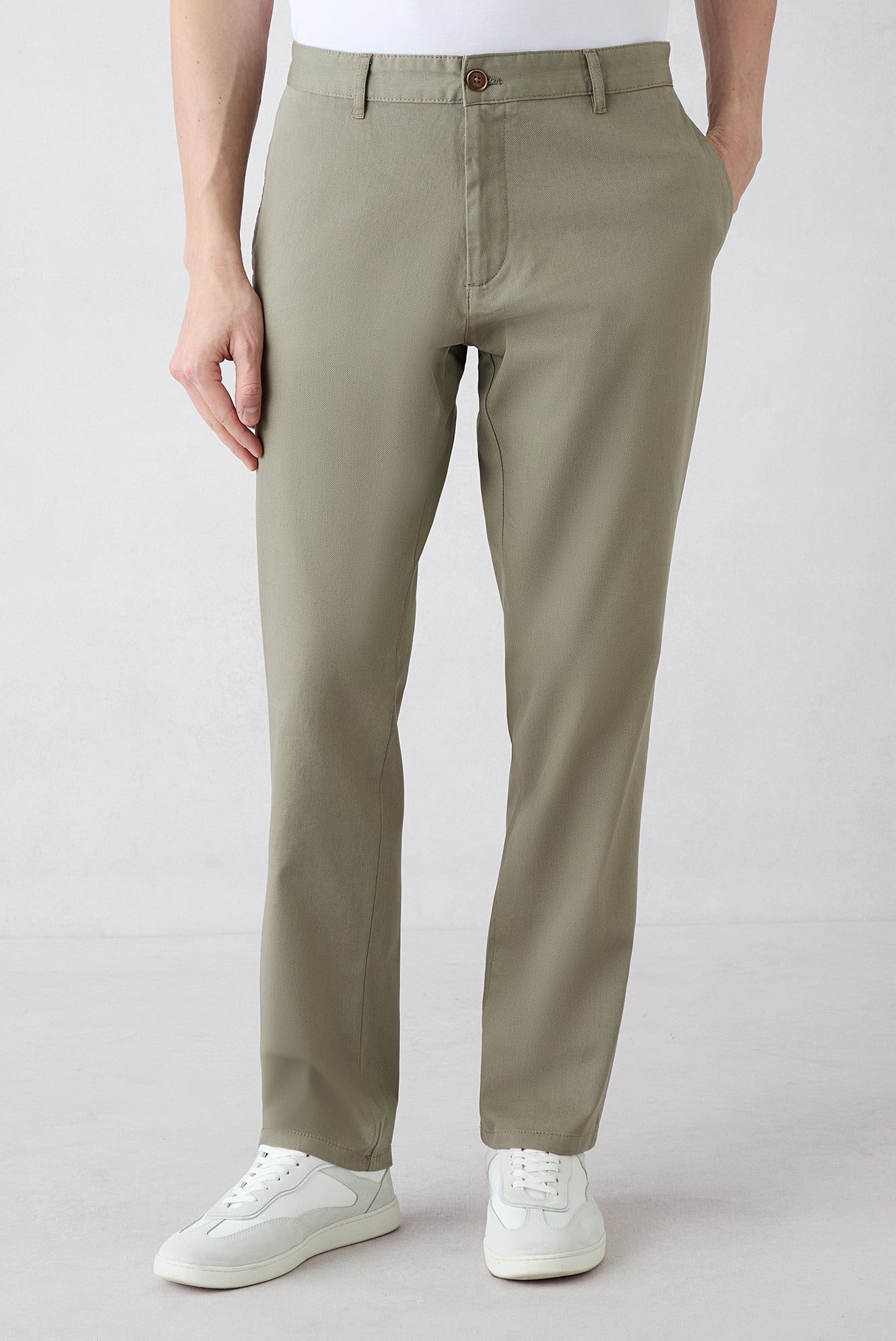 Açık Vizon Regular Fit Standart Kesim Desenli Yan Cepli Likralı Kanvas / Chino Pantolon - Image 2