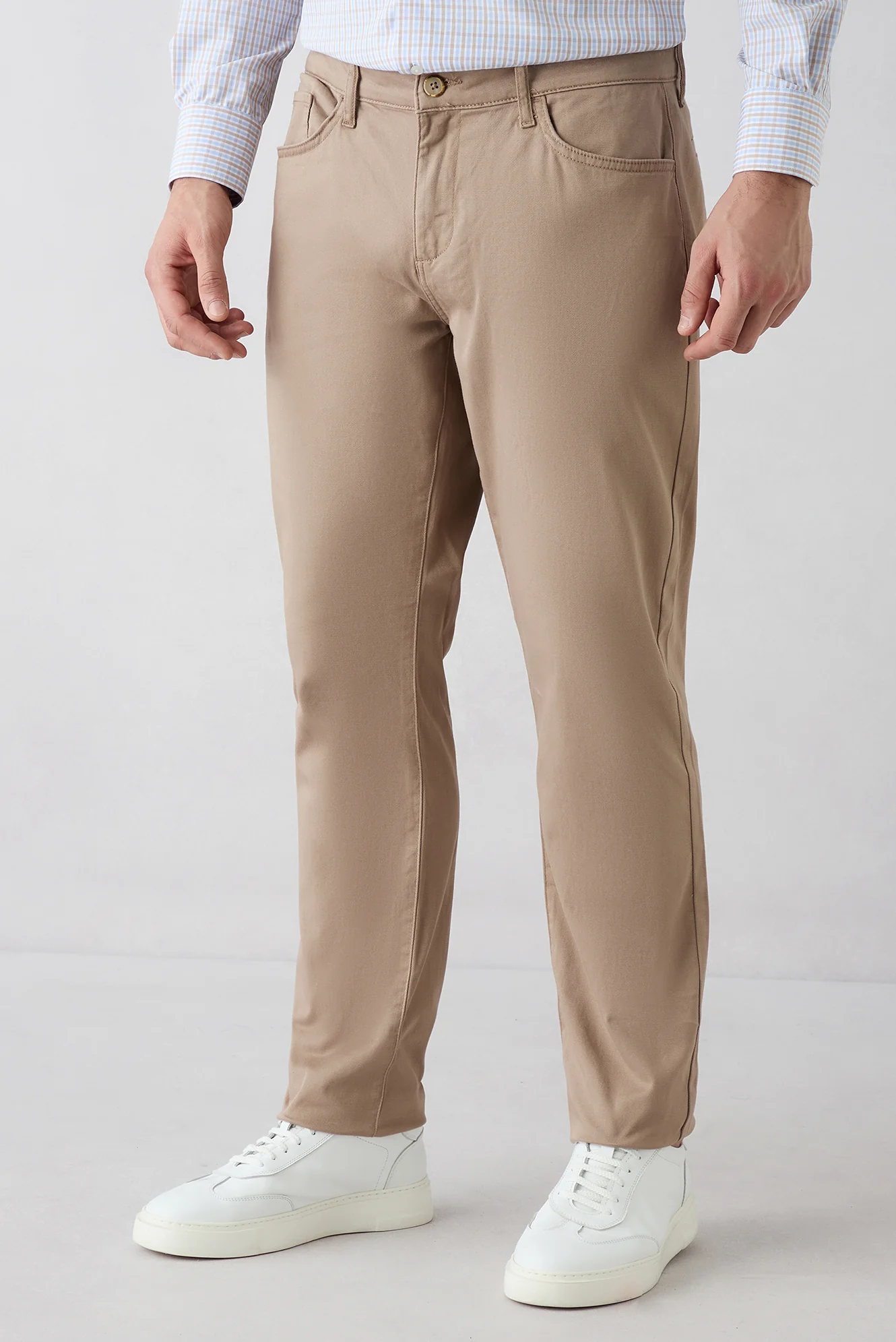 Açık Vizon Slim Fit Dar Kesim 5 Cep Pamuklu Düz Likralı Kanvas / Chino Pantolon - Image 3