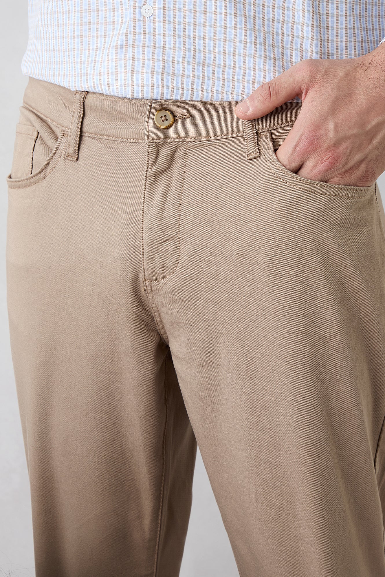 Açık Vizon Slim Fit Dar Kesim 5 Cep Pamuklu Düz Likralı Kanvas / Chino Pantolon - Image 4