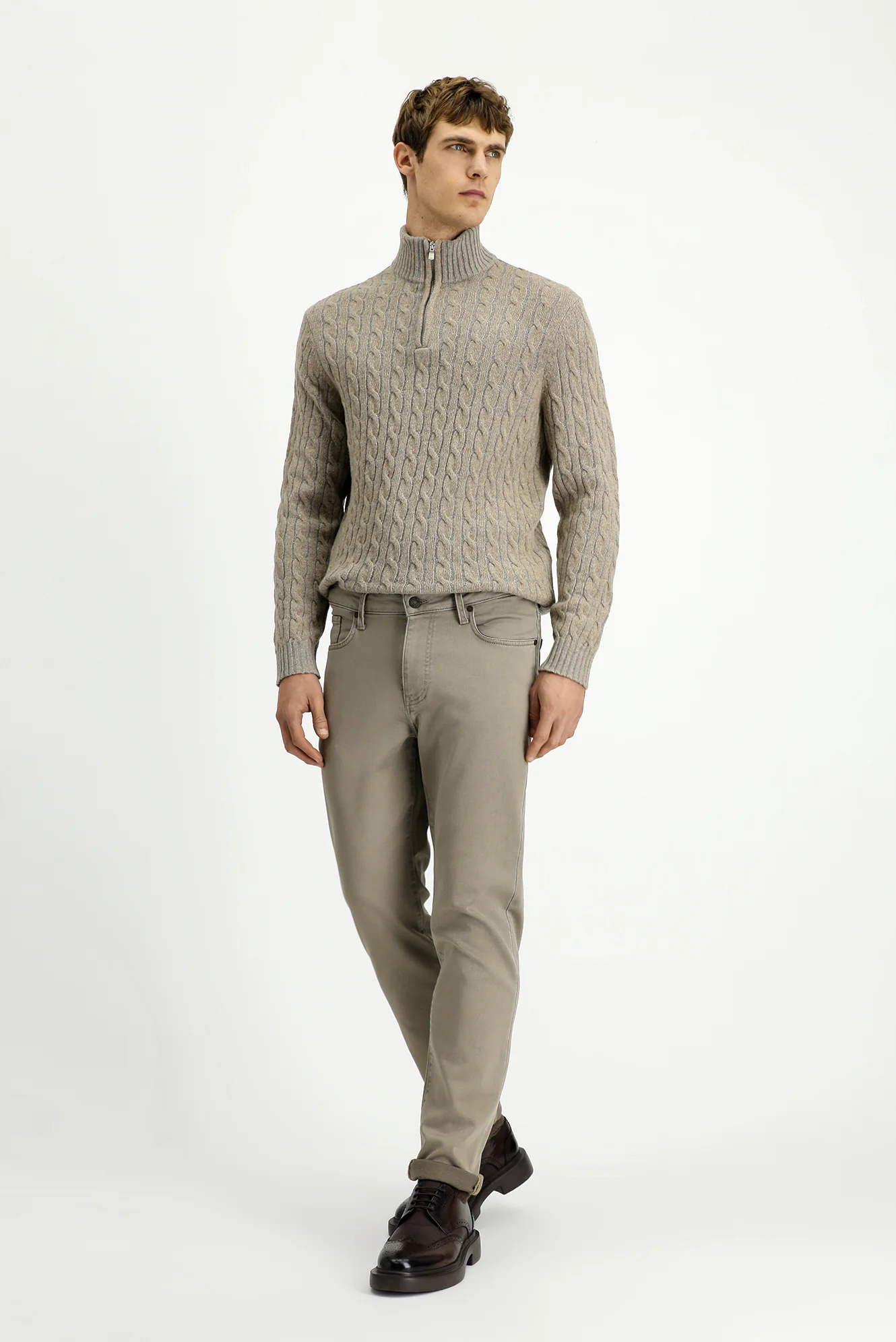 Açık Vizon Relaxed Fit Rahat Kesim Likralı Kanvas / Chino Pantolon - Image 3