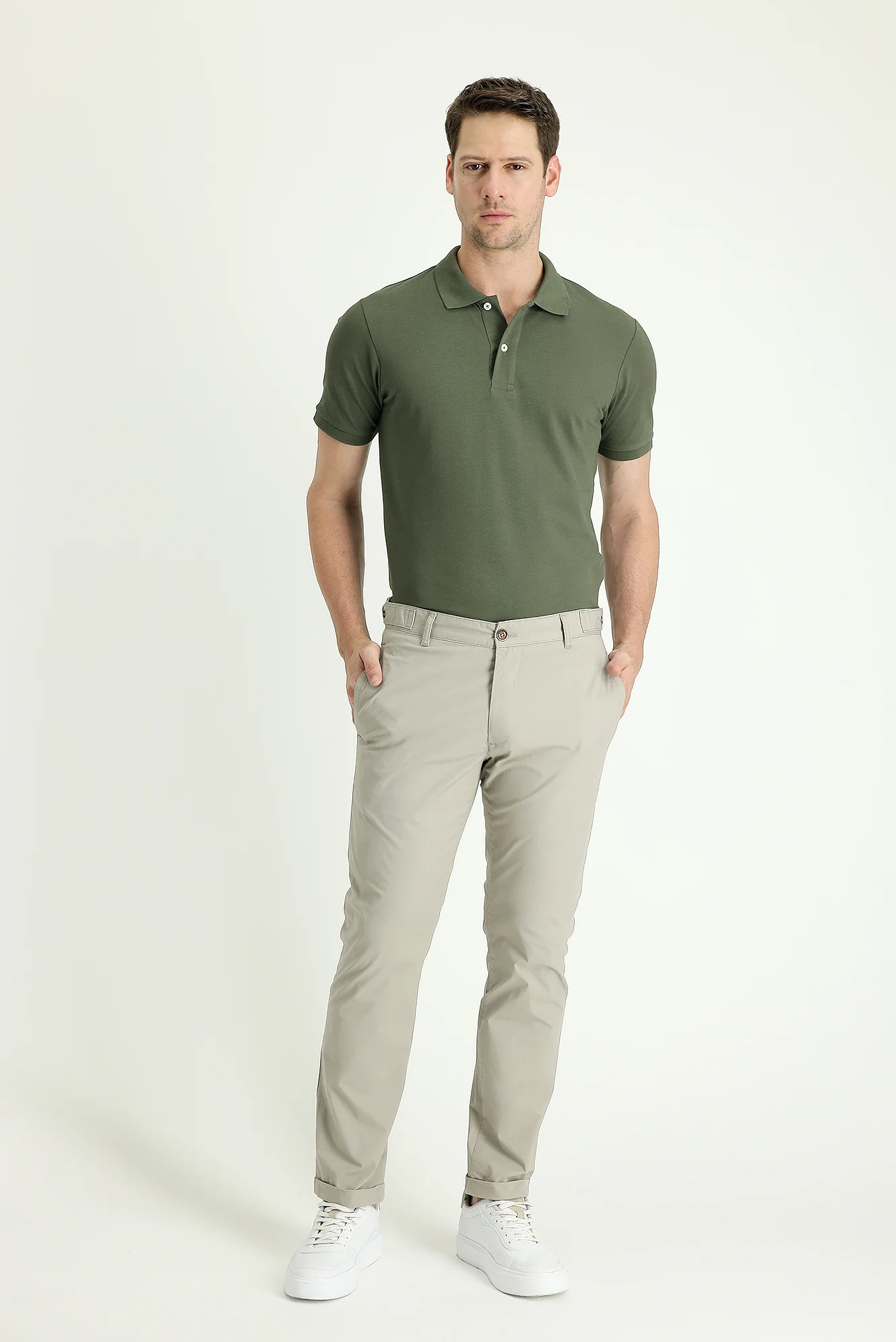 Açık Vizon Regular Fit Standart Kesim Likralı Kanvas / Chino Pantolon