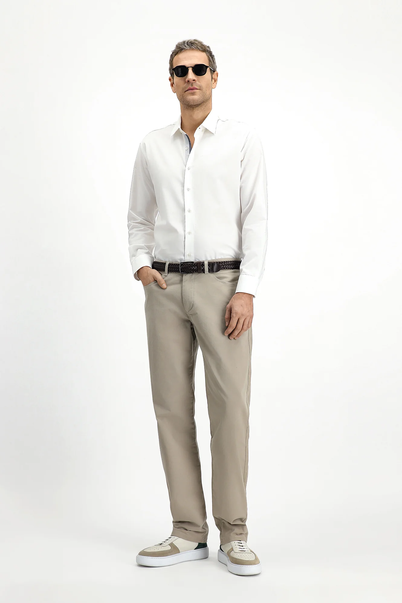 Açık Vizon 6 Drop Regular Fit Standart Kesim Likralı Kanvas / Chino Pantolon