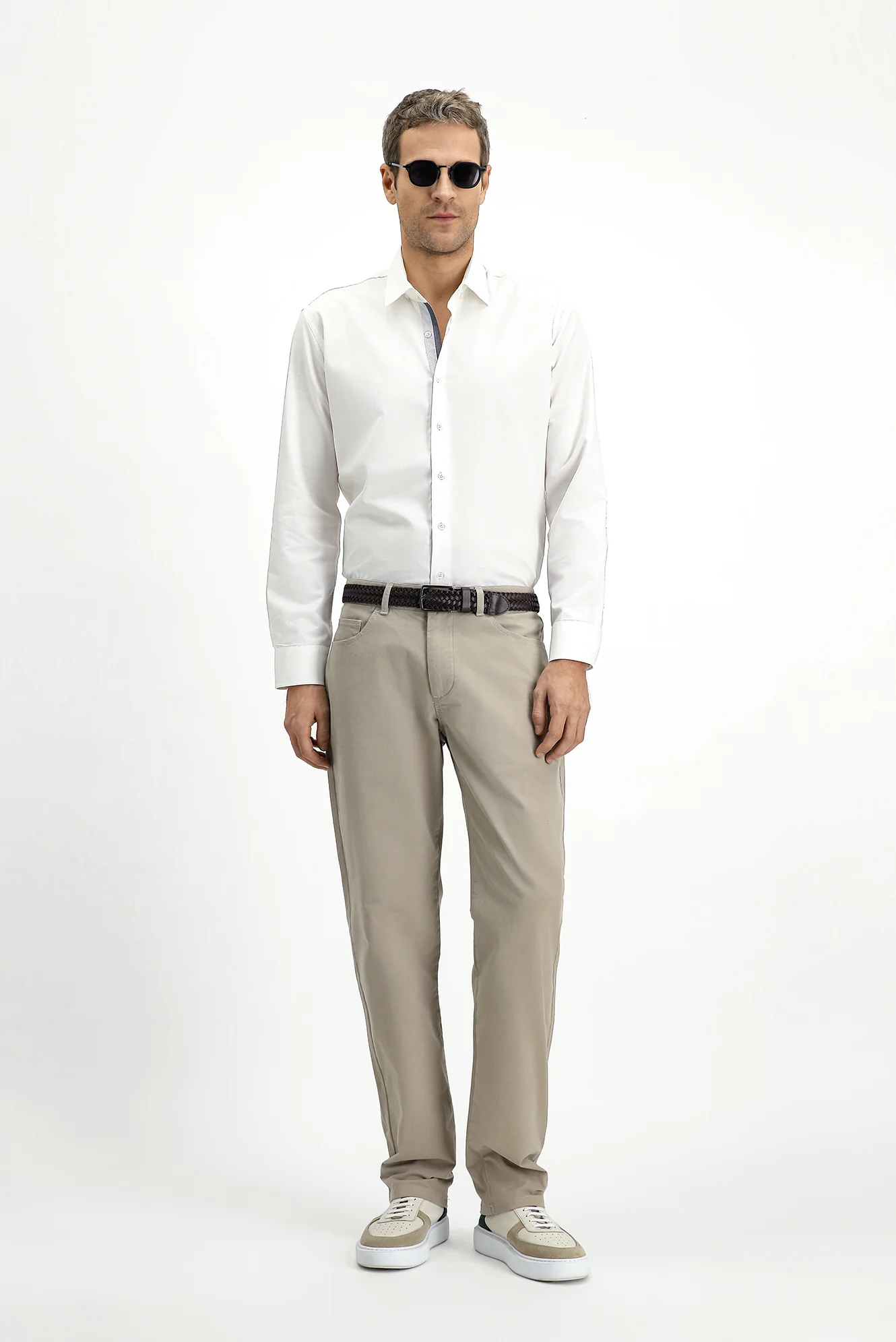 Açık Vizon 6 Drop Regular Fit Standart Kesim Likralı Kanvas / Chino Pantolon - Image 3