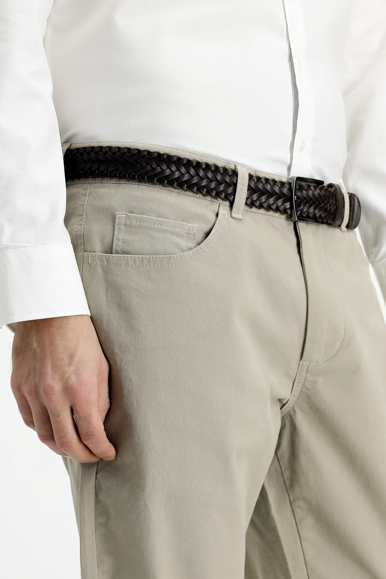 Açık Vizon 6 Drop Regular Fit Standart Kesim Likralı Kanvas / Chino Pantolon - Image 4