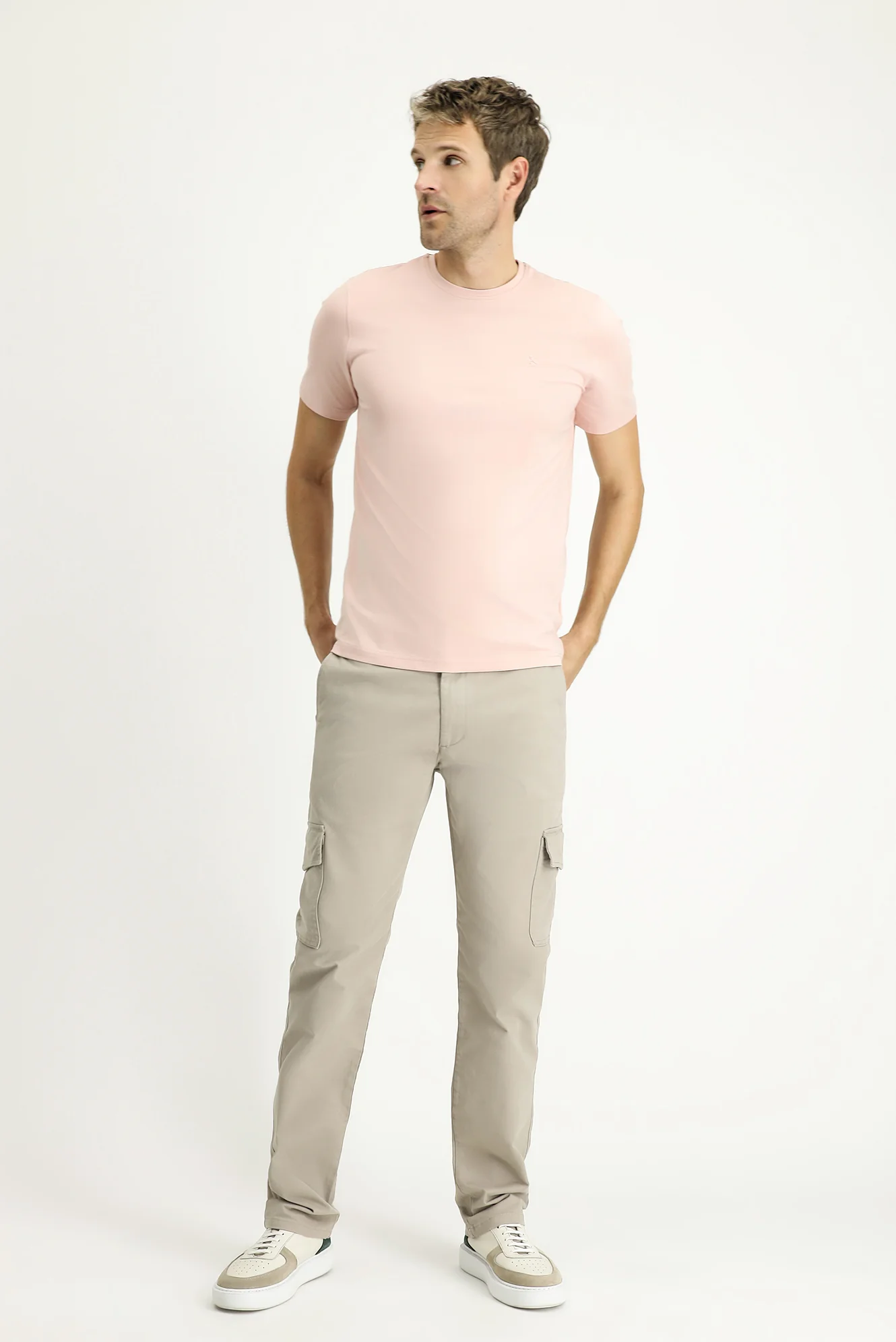 Açık Vizon Regular Fit Standart Kesim Likralı Kargo Pantolon