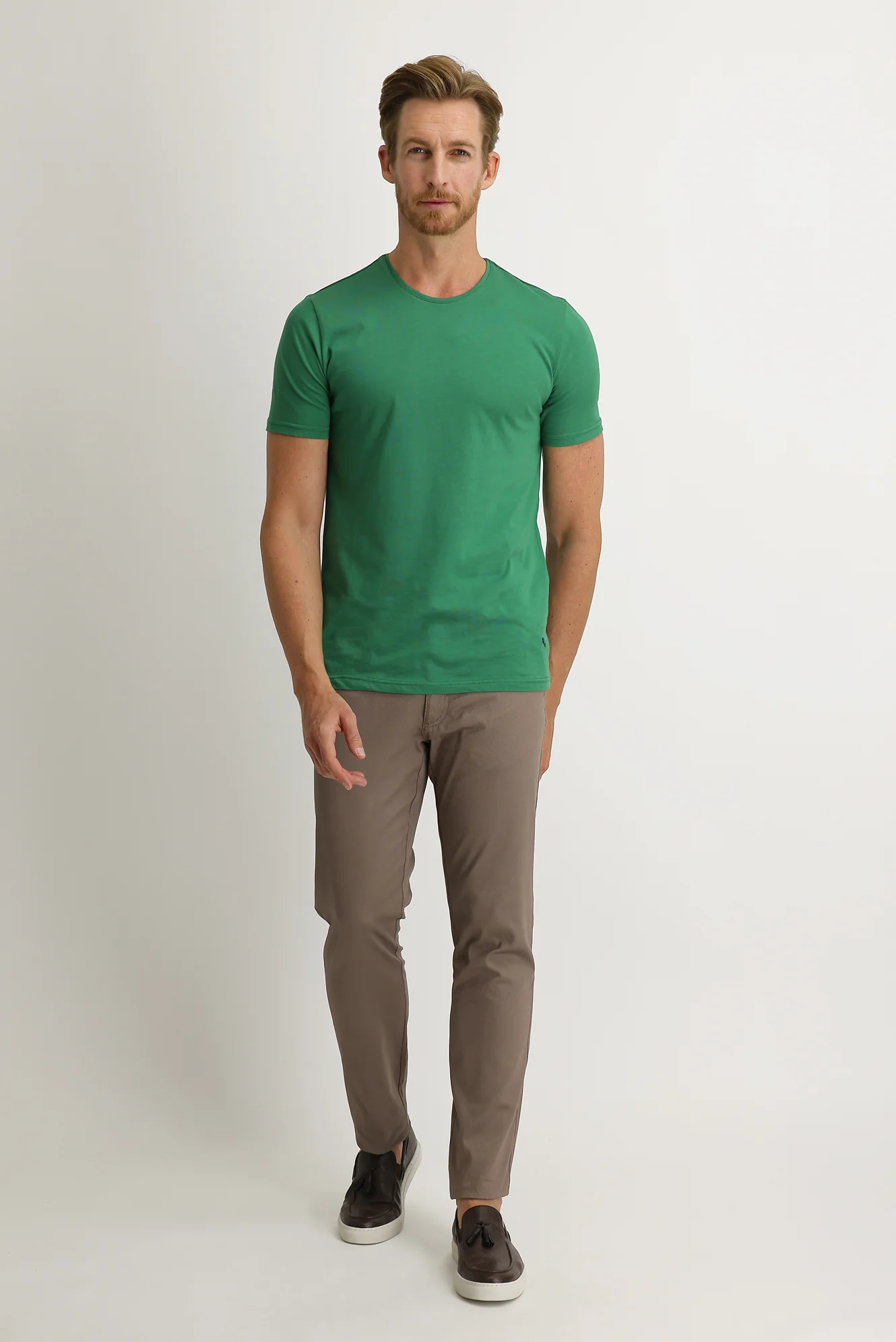 Açık Vizon Relaxed Fit Rahat Kesim Kuşgözü Likralı Kanvas / Chino Pantolon