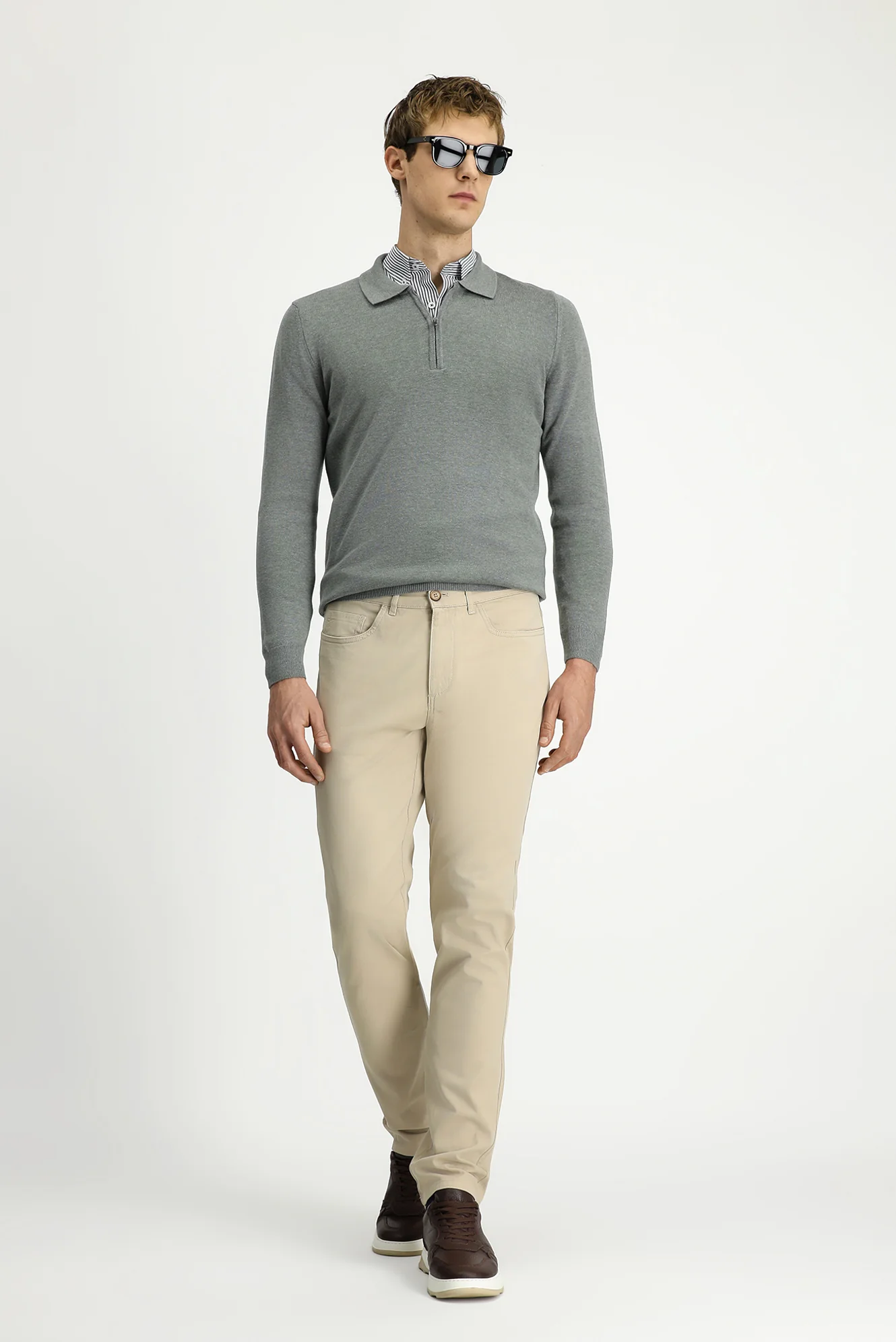 Açık Vizon 7 Drop Slim Fit Dar Kesim Likralı Kanvas / Chino Pantolon - Image 5