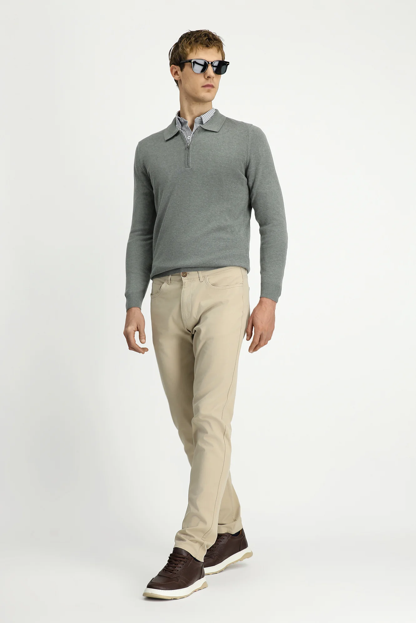 Açık Vizon 7 Drop Slim Fit Dar Kesim Likralı Kanvas / Chino Pantolon - Image 6