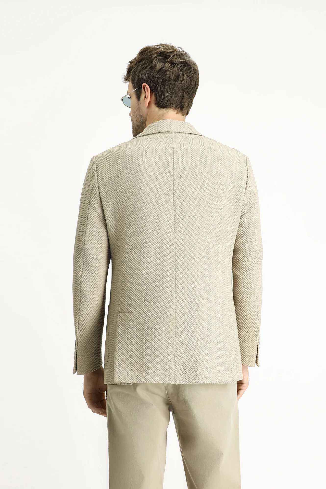 Açık Vizon 7 Drop Slim Fit Dar Kesim Desenli Spor Ceket - Image 5