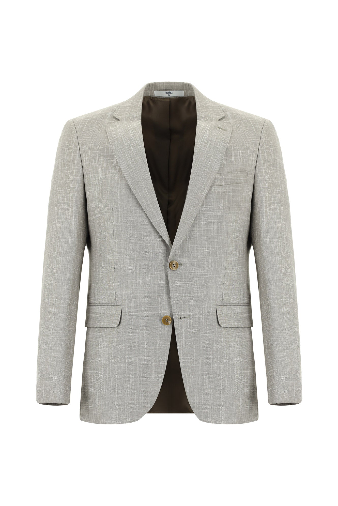 Açık Vizon 7 Drop Slim Fit Dar Kesim Desenli Takım Elbise - Image 2