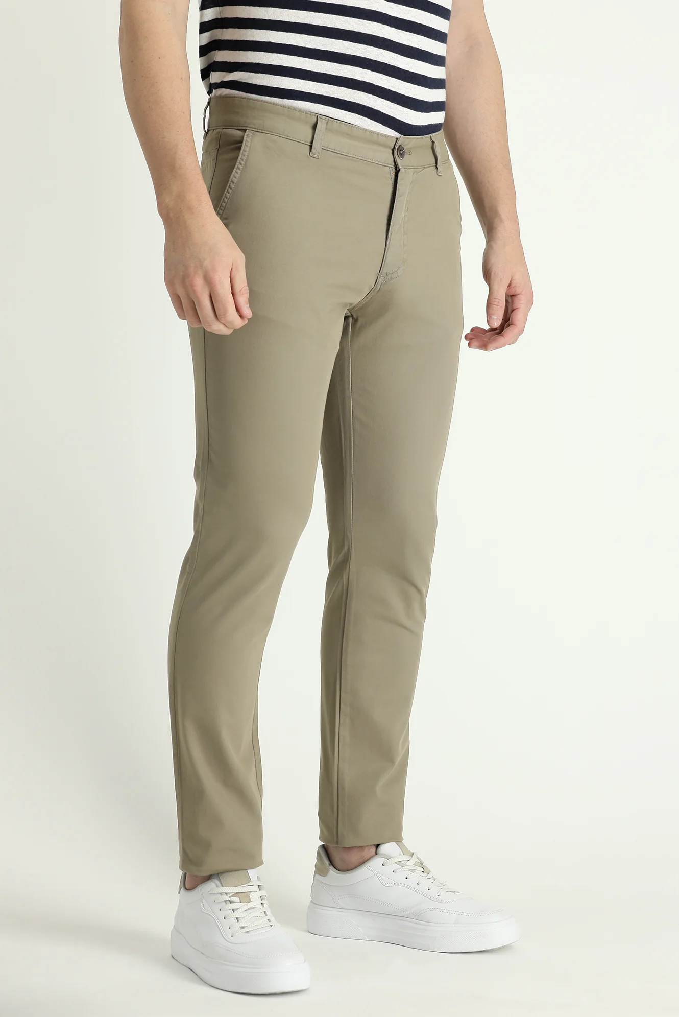Açık Vizon Slim Fit Dar Kesim Likralı Kanvas / Chino Pantolon - Image 2