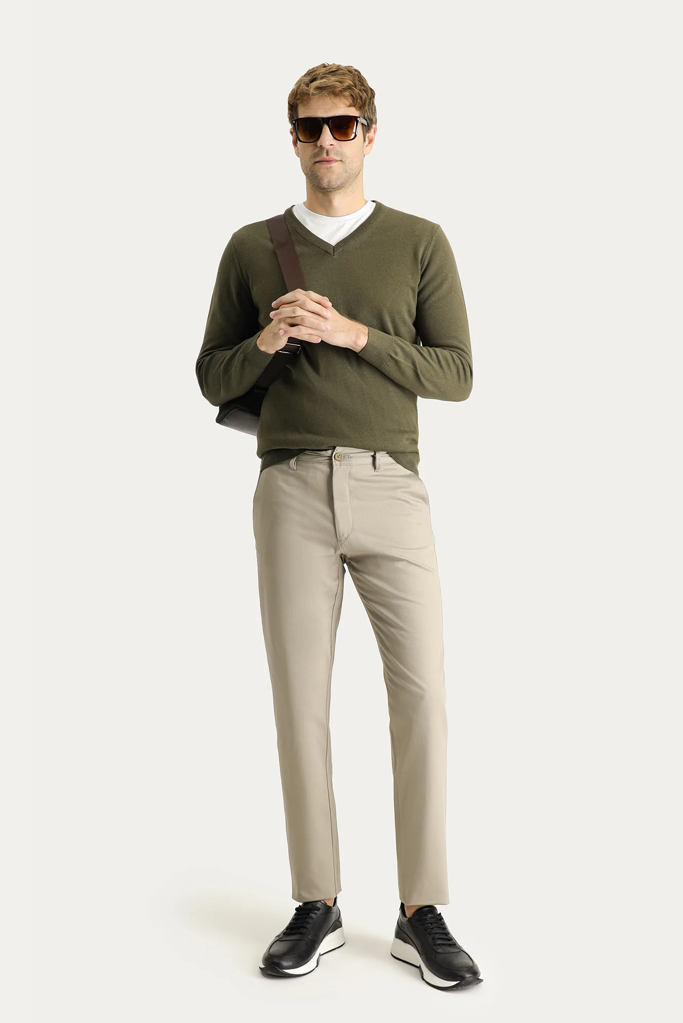 Açık Vizon Slim Fit Dar Kesim Likralı Kanvas / Chino Pantolon - Image 2