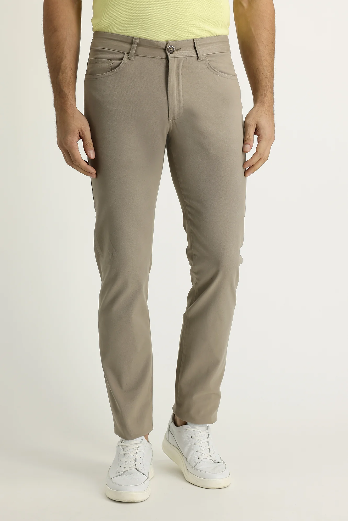 Açık Vizon Slim Fit Dar Kesim Likralı Kanvas / Chino Pantolon - Image 2