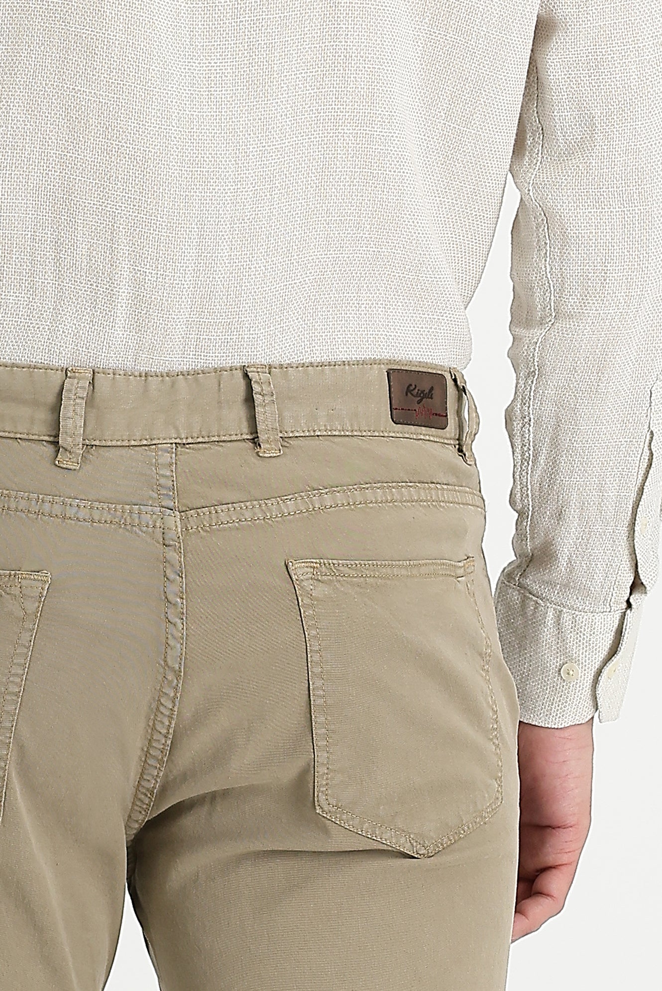 Açık Vizon Slim Fit Dar Kesim Likralı Kanvas / Chino Pantolon - Image 3