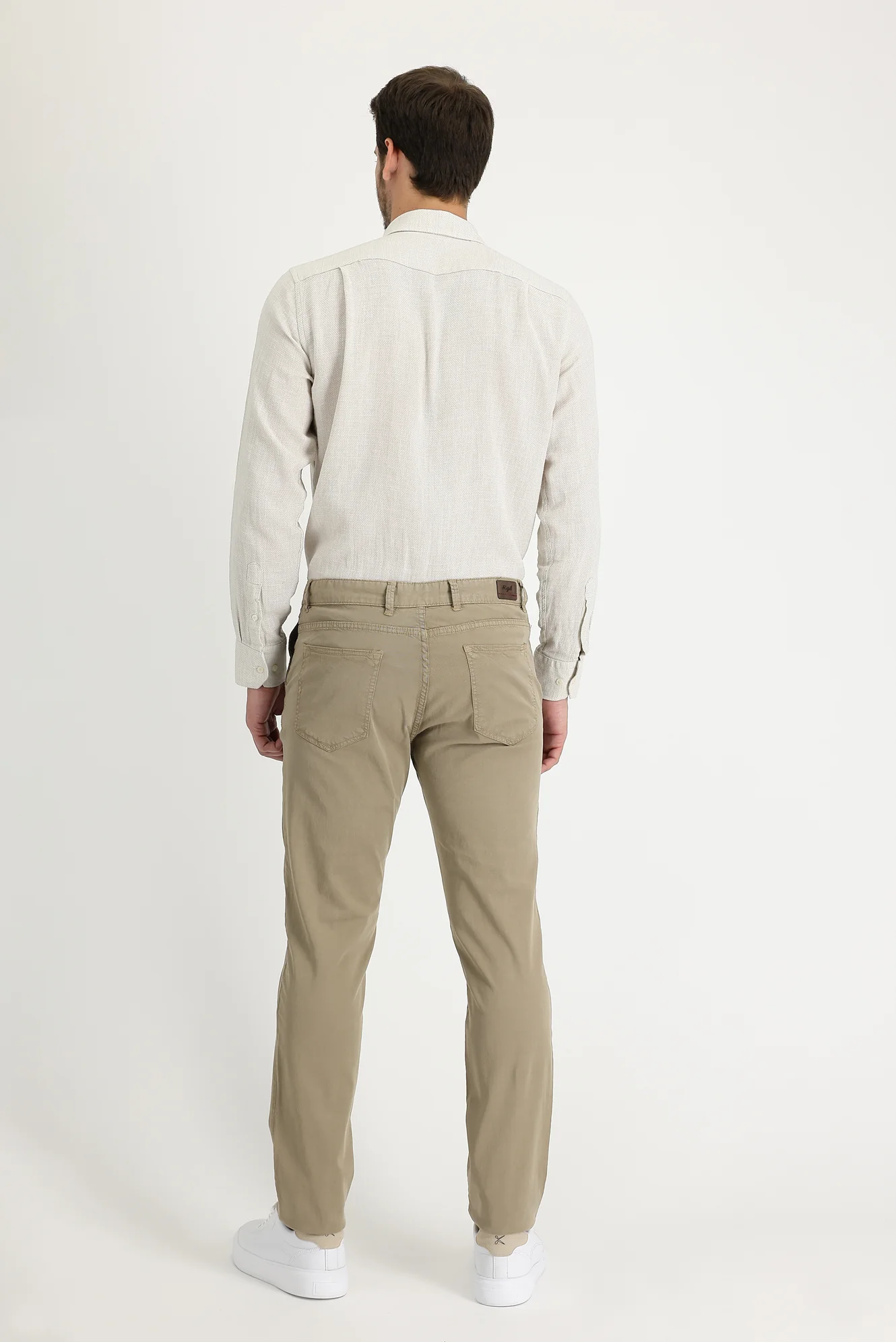 Açık Vizon Slim Fit Dar Kesim Likralı Kanvas / Chino Pantolon - Image 4