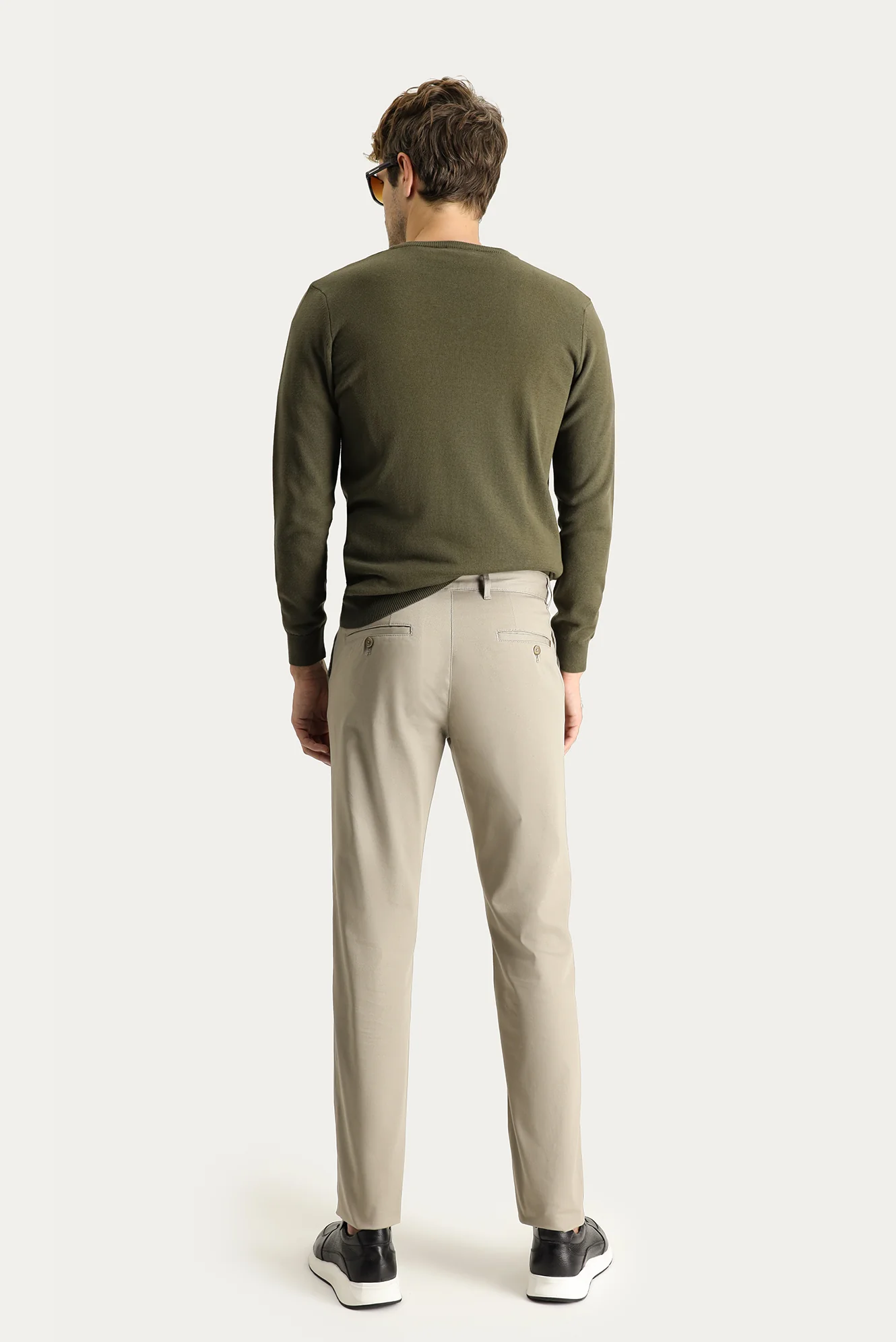 Açık Vizon Slim Fit Dar Kesim Likralı Kanvas / Chino Pantolon - Image 4