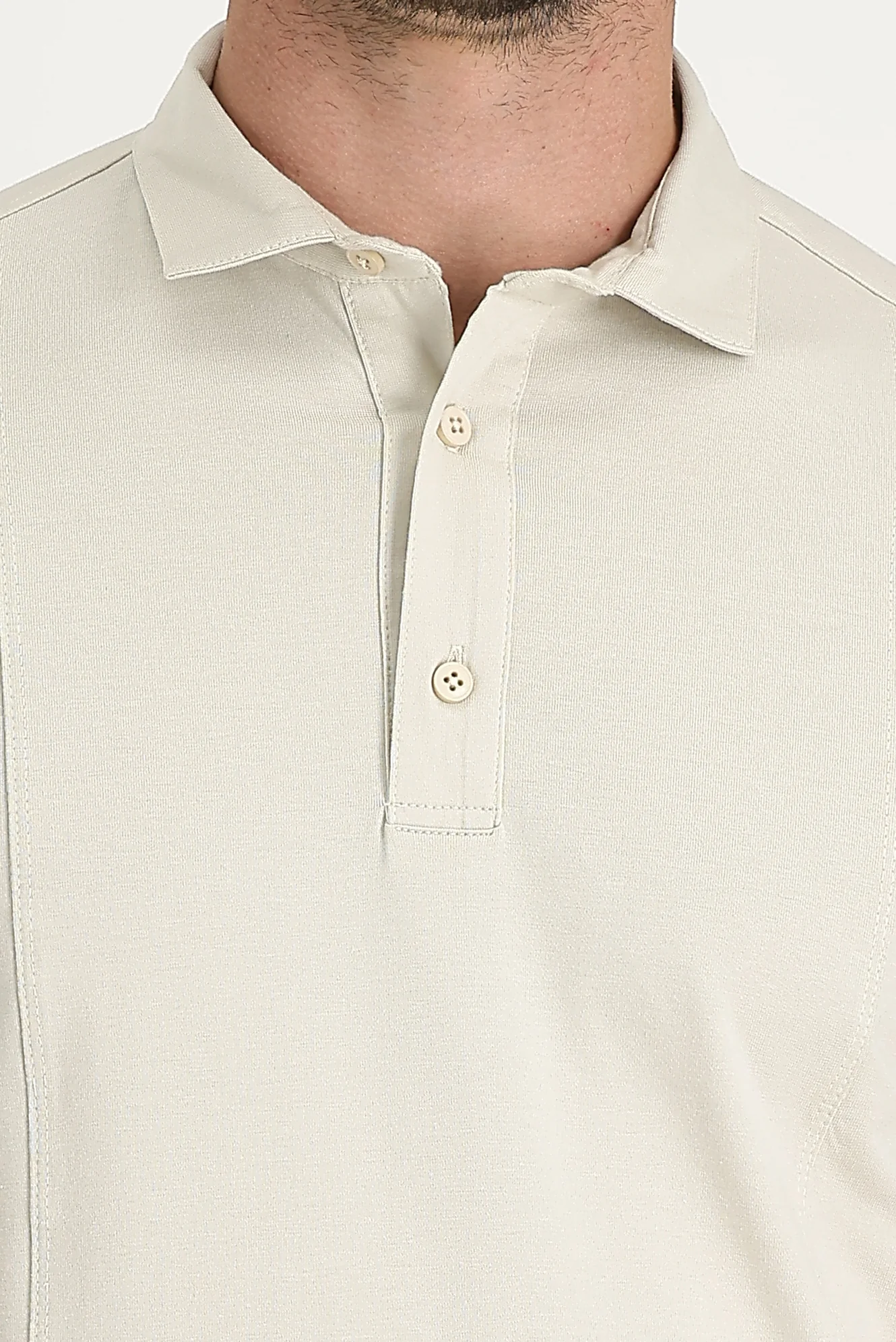 Açık Vizon Slim Fit Dar Kesim Pamuklu Süprem Polo Yaka Tişört - Image 4