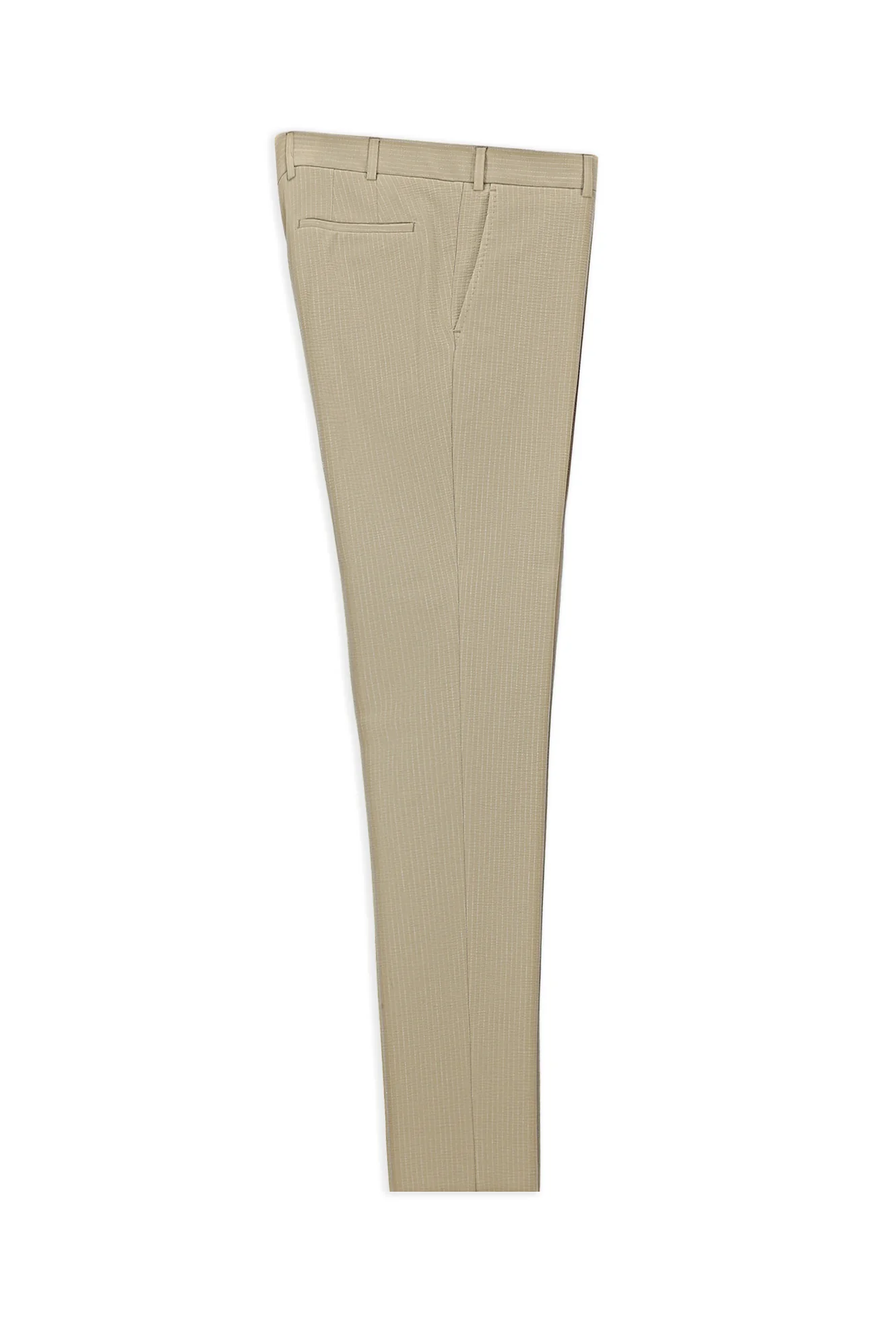 Açık Vizon 7 Drop Super Slim Fit Eksra Dar Kesim Likralı Çizgili Klasik Kumaş Pantolon - Image 7